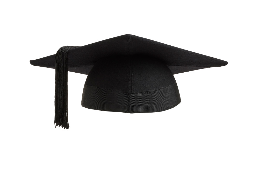 Graduation Mortarboard – Master’s Fitted Black Cap Hat – Academic Gown Accessory