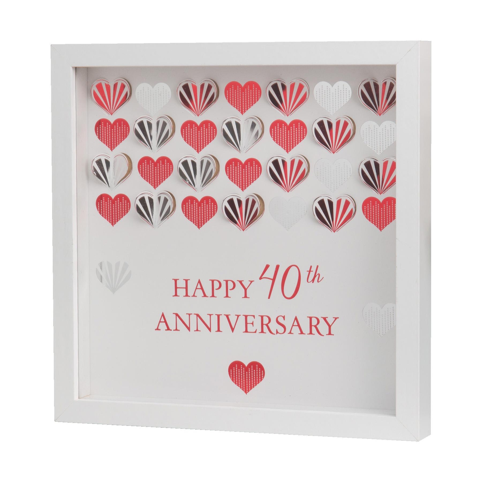 Celebrations White MDF Framed Wall Plaque – 40th Ruby Anniversary