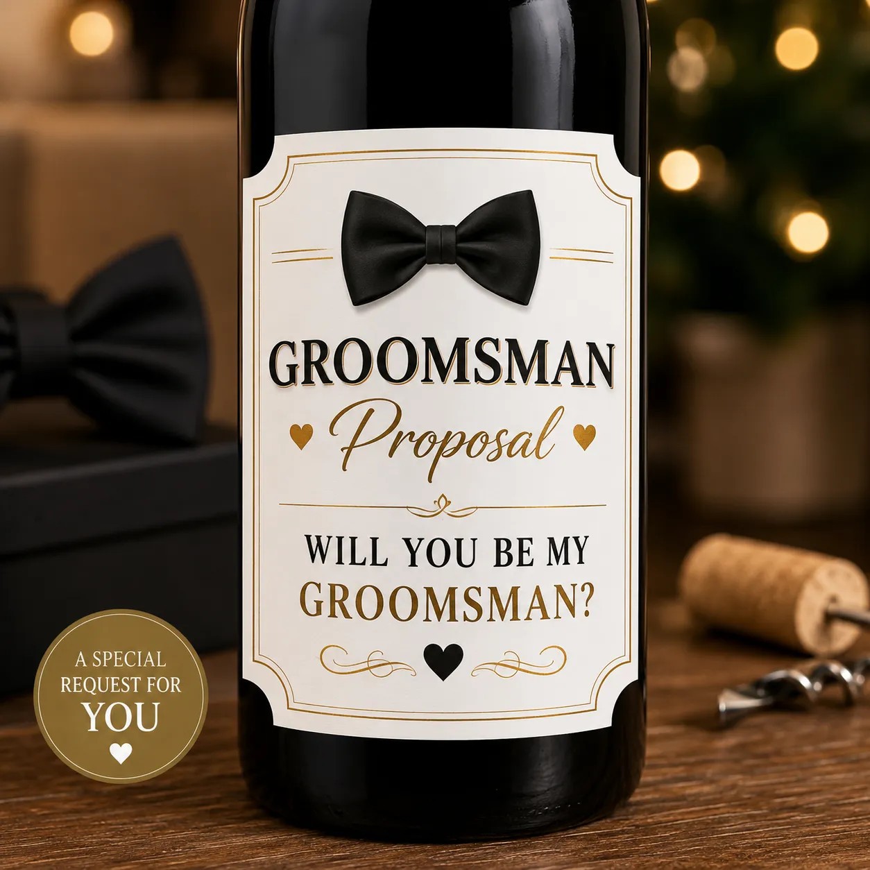 Personalised Groomsman Proposal Bottle Label Sticker – Custom Wedding Gift