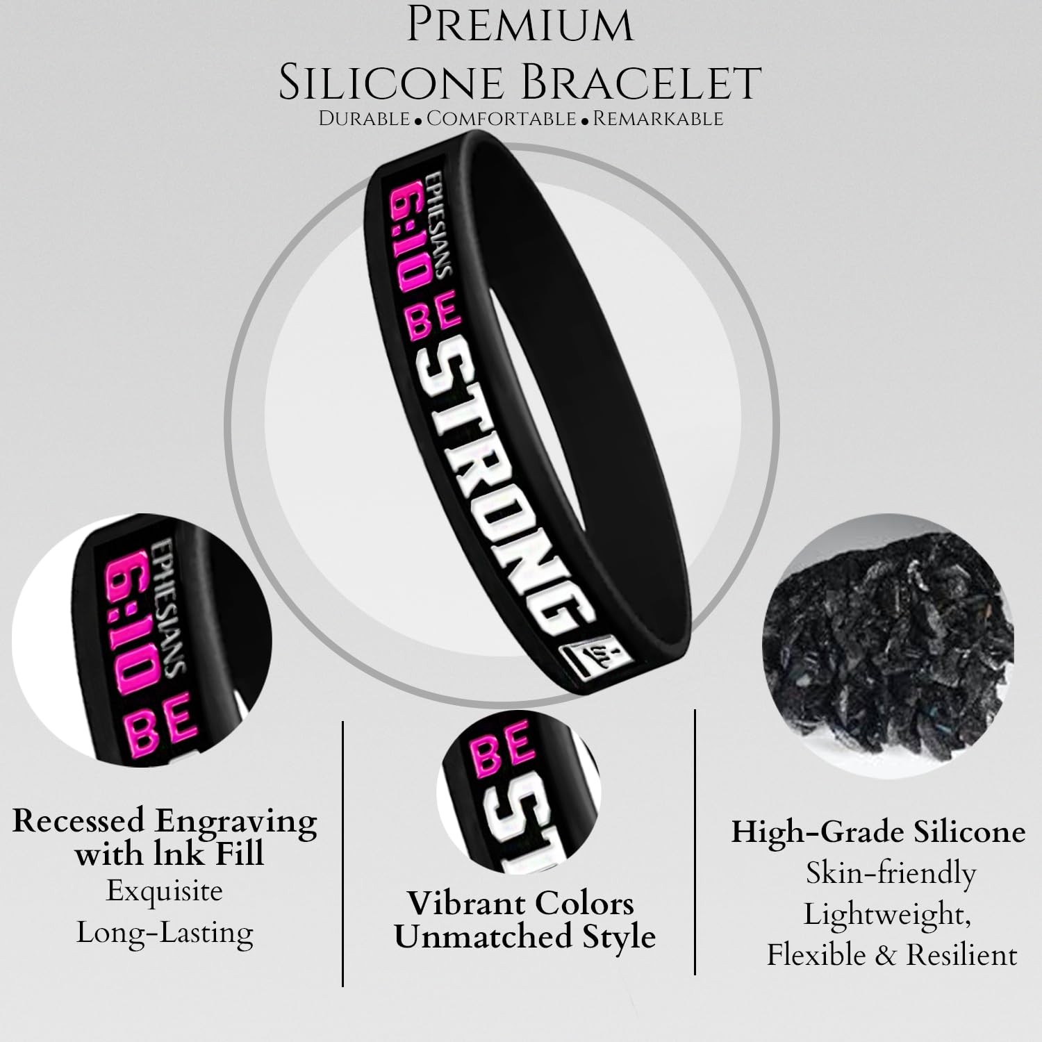 Bible Verse Bracelets – 12-Pack Jesus Scripture Christian Rubber Bracelets, C…