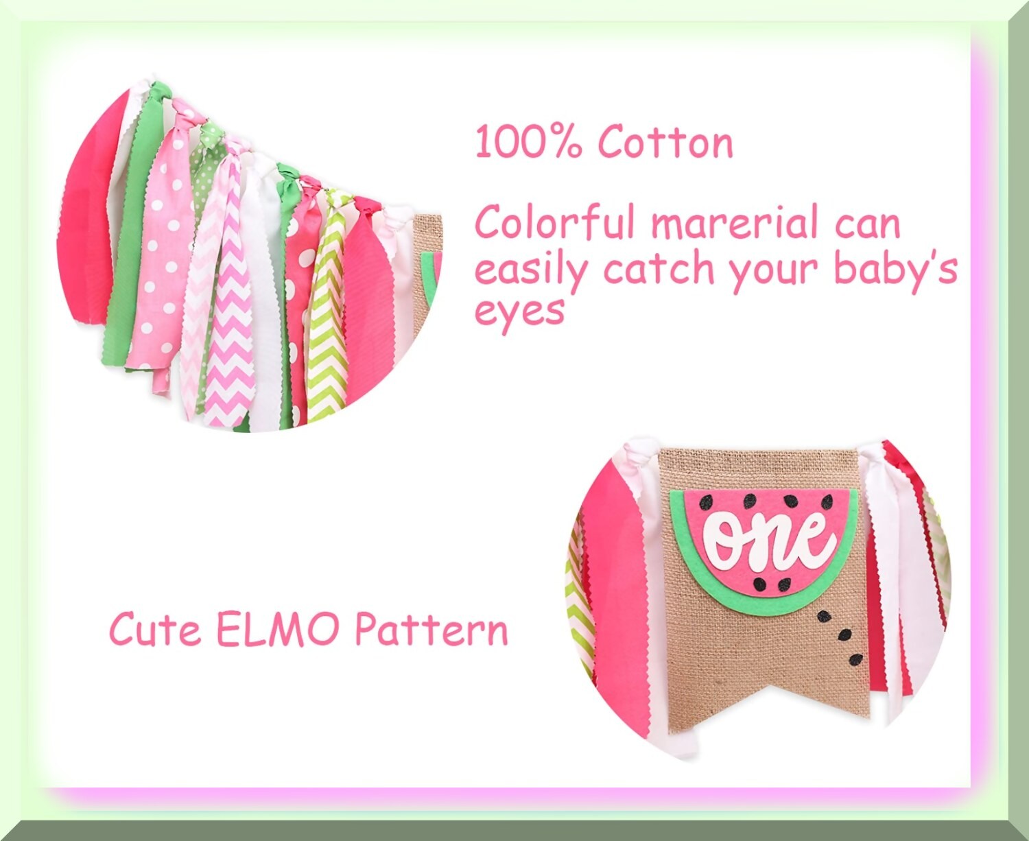 First Birthday Watermelon High Chair Banner