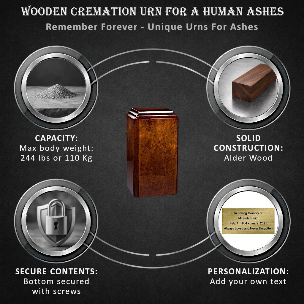 Italian Wooden Cremation Urn for Adult Unique Memorial Funeral urn for Ashes