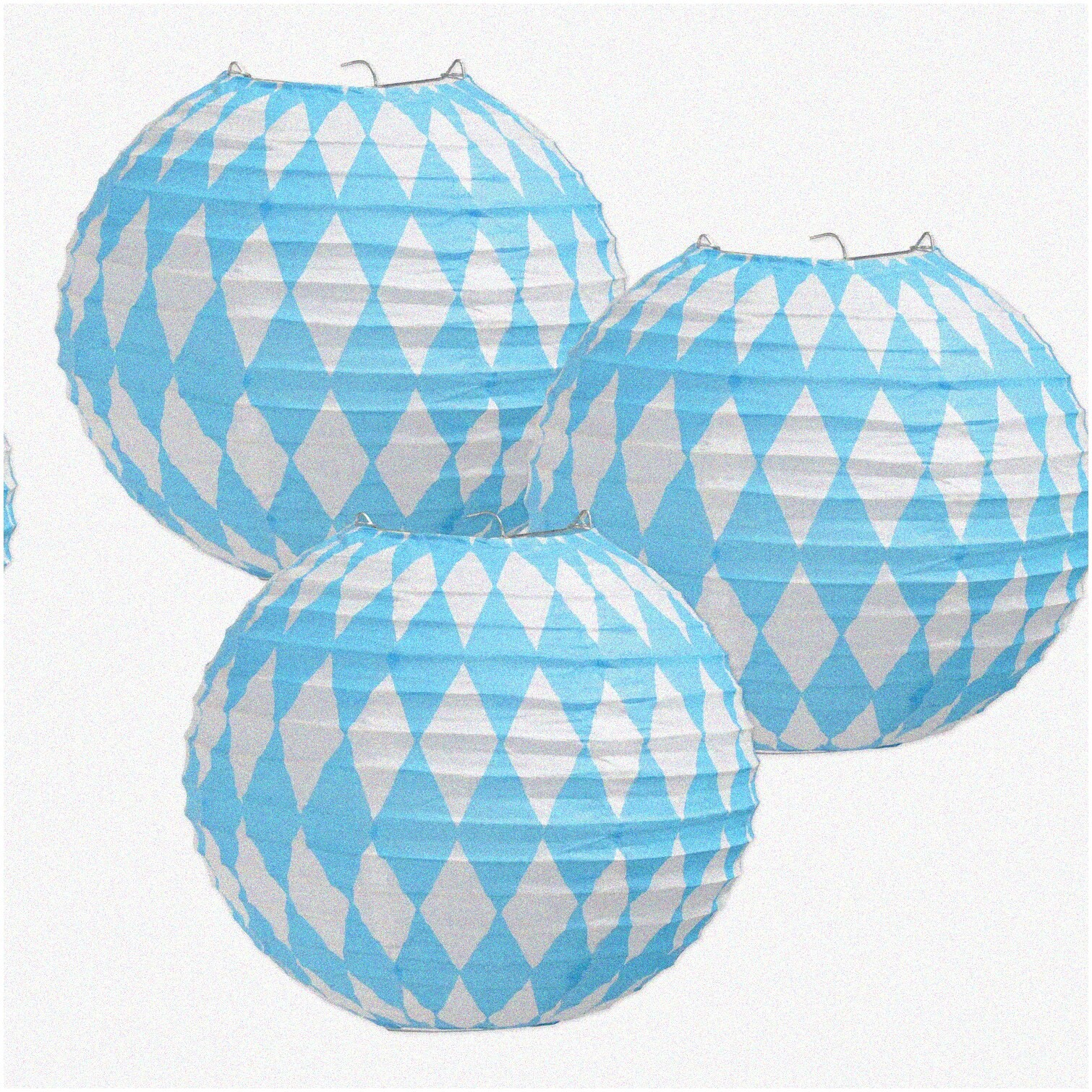 Blue Oktoberfest Paper Lanterns 9.5 Inches Set of 3