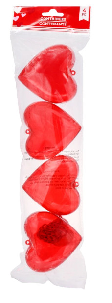 Valentine Ornaments Fillable Containers, Heart Shaped SET OF 4 **Discount on 2+!