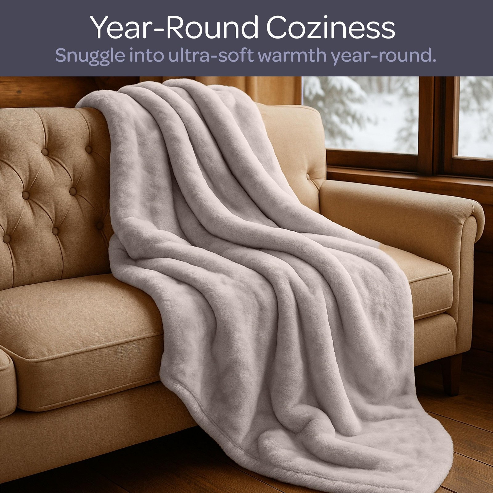 Bedford Home Faux Fur Throw Blanket – Oversized 91×81 Machine-Washable Beddin…