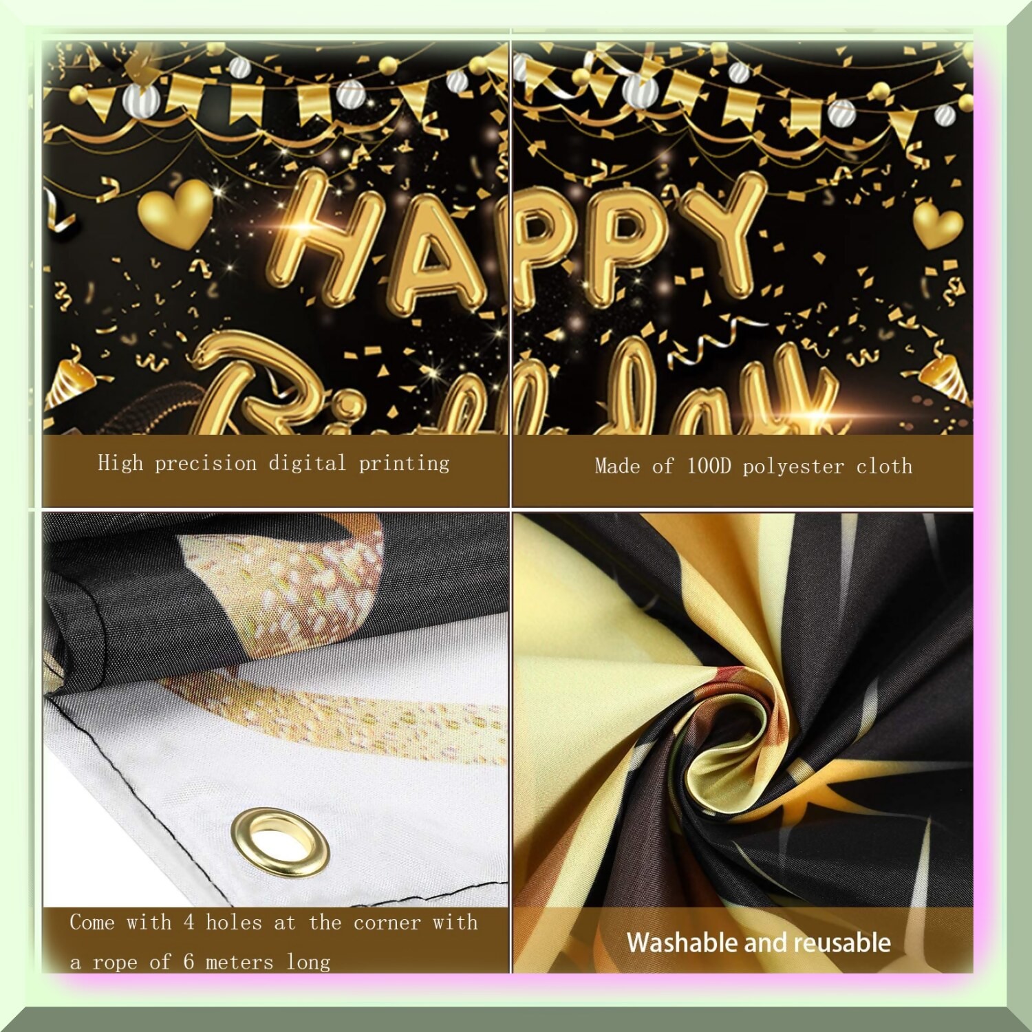Golden Celebration Backdrop for Birthday and Anniversary