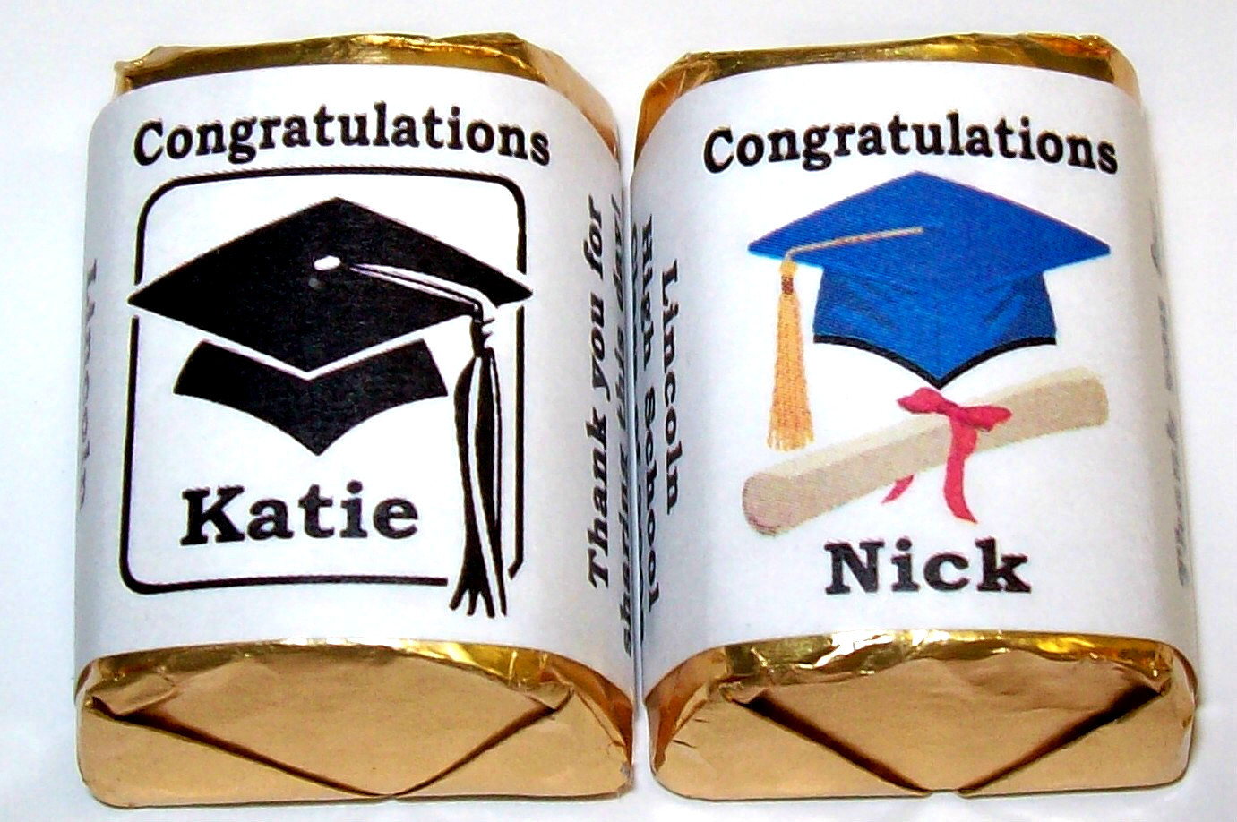 60 GRADUATION CANDY WRAPPERS PARTY FAVORS PERSONALIZED ~ MANY COLORS