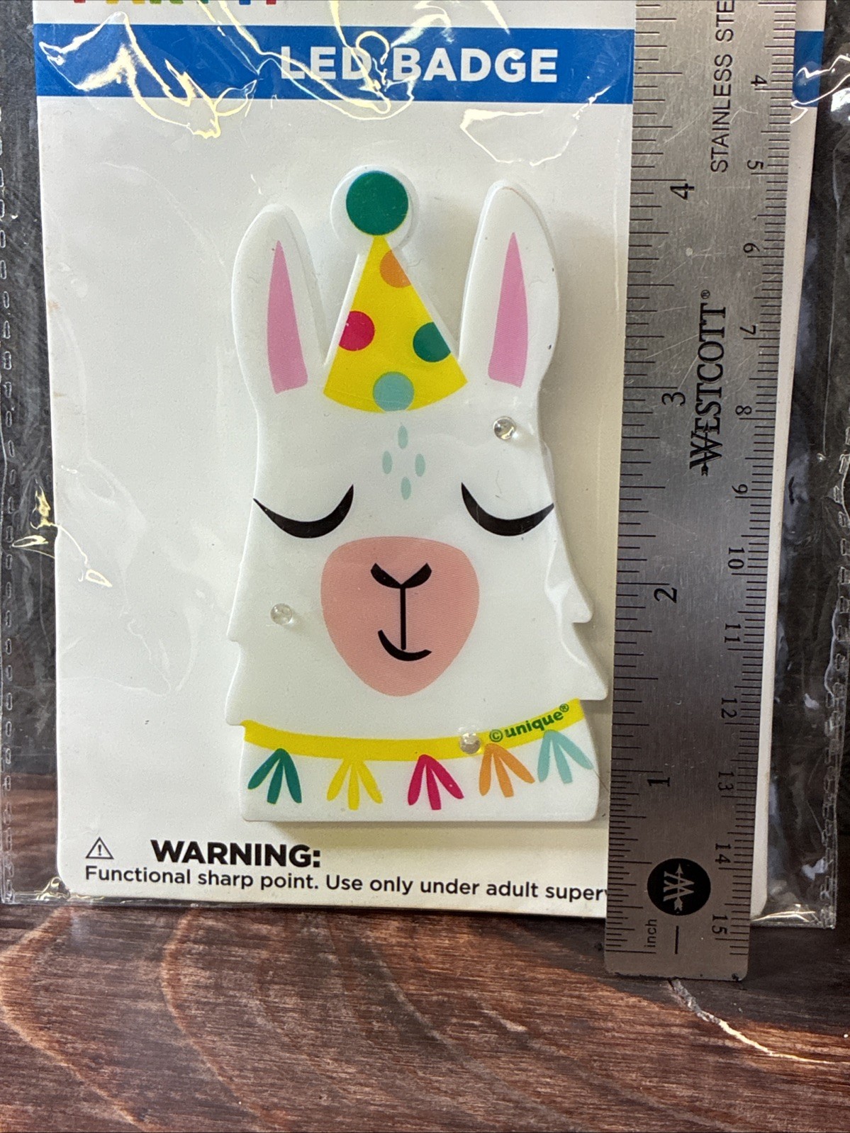 Colorful Party LED Badge Featuring Llama Design And Party Hat Decoration, New