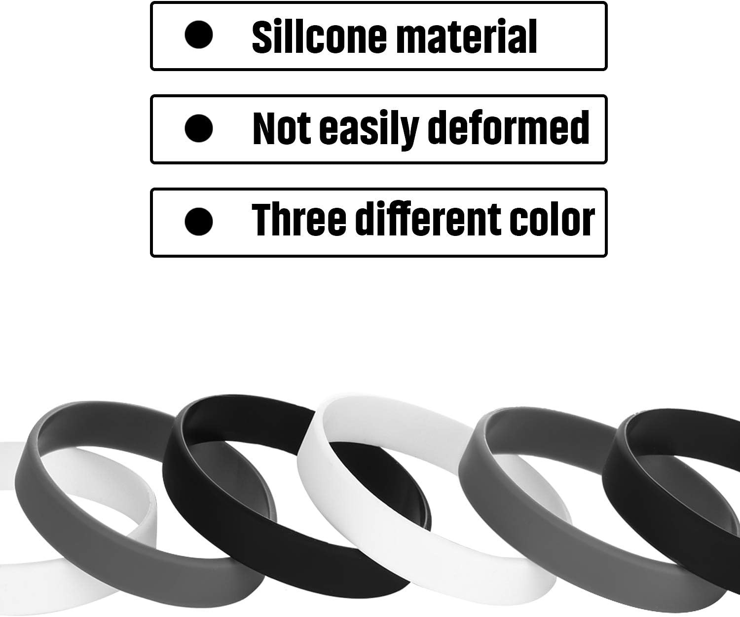 12 Pieces Rubber Bracelets, Solid Color Silicone Wristbands, Multi-Pack