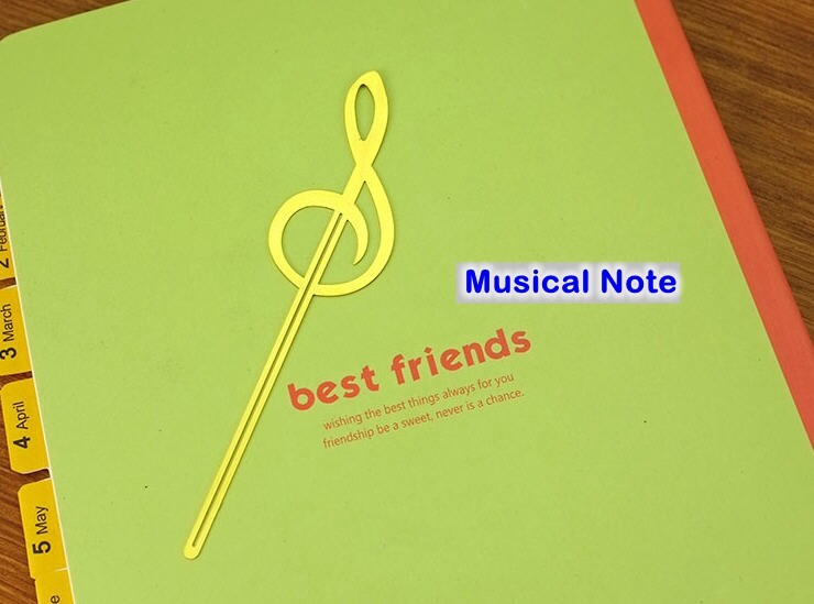 1 Set(4pcs) Abstract Art Music Instruments Stainless Metal Bookmarks Clips Gold