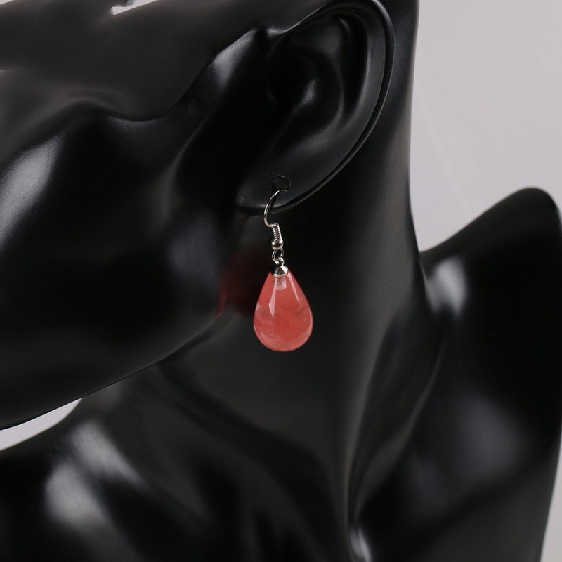 Teardrop Gemstone Dangle Earrings – Healing Crystal Water Drop Hook for Women
