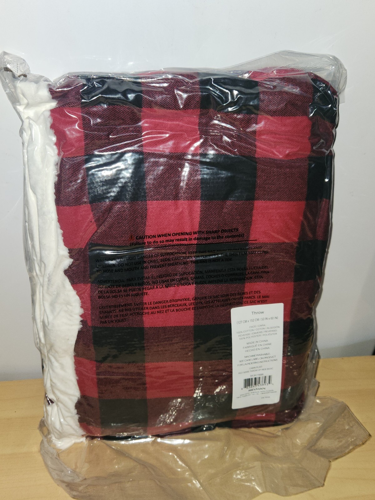 Eddie Bauer~Cabin Plaid Red Sherpa 50×60″ Ultra Soft Reversible Throw Blanket