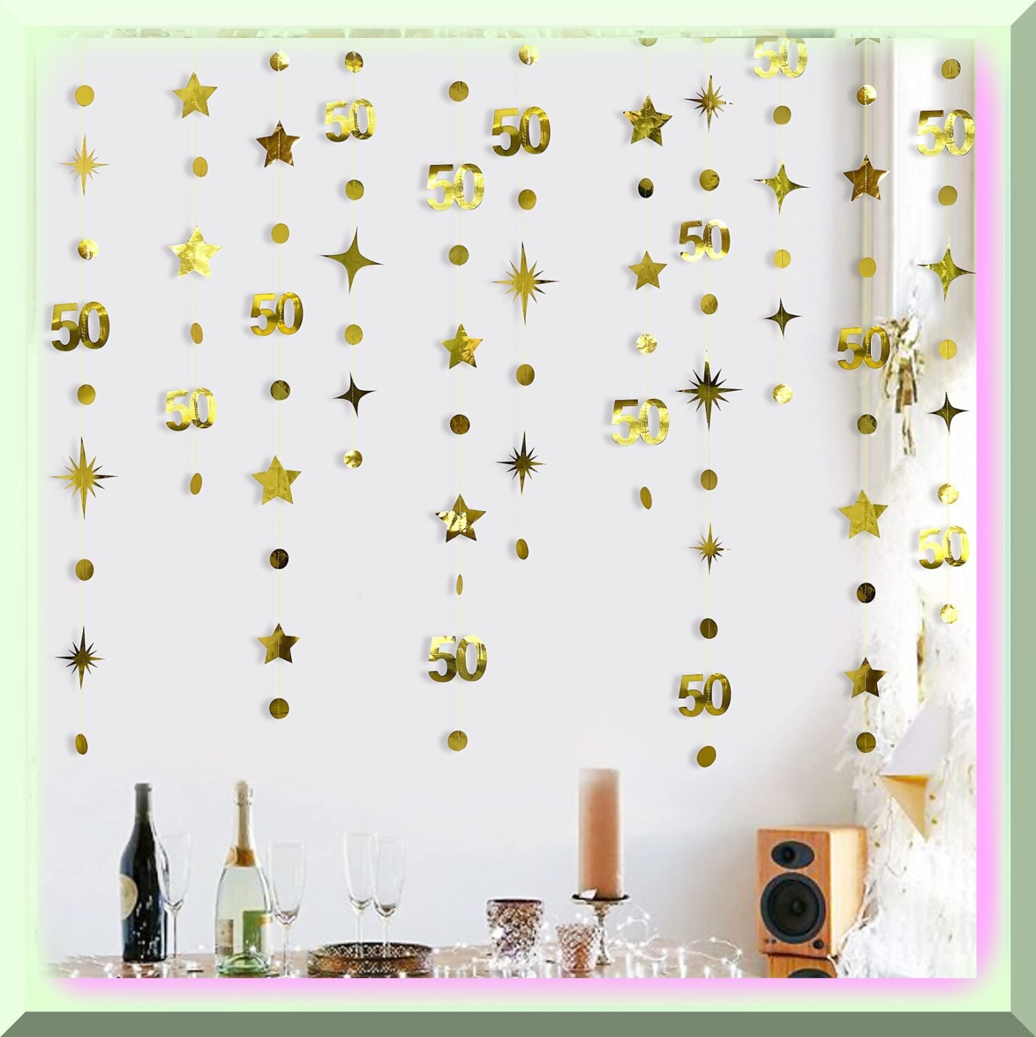50th Celebration Decor Kit with Metallic Garlands