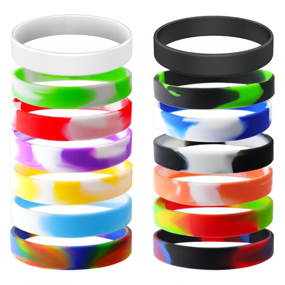 YalsFTY Waterproof ID Rubber Bracelets 14 Count – Silicone Large, MIXED