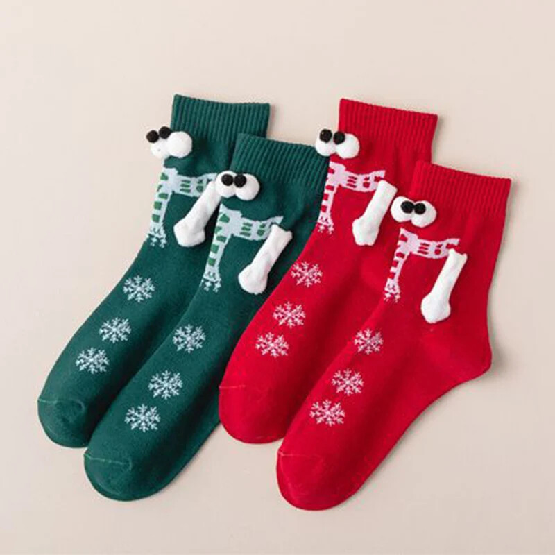 Christmas Socks Funny Holding Hands Stockings Xmas Gifts Magnetic Sock Men Women