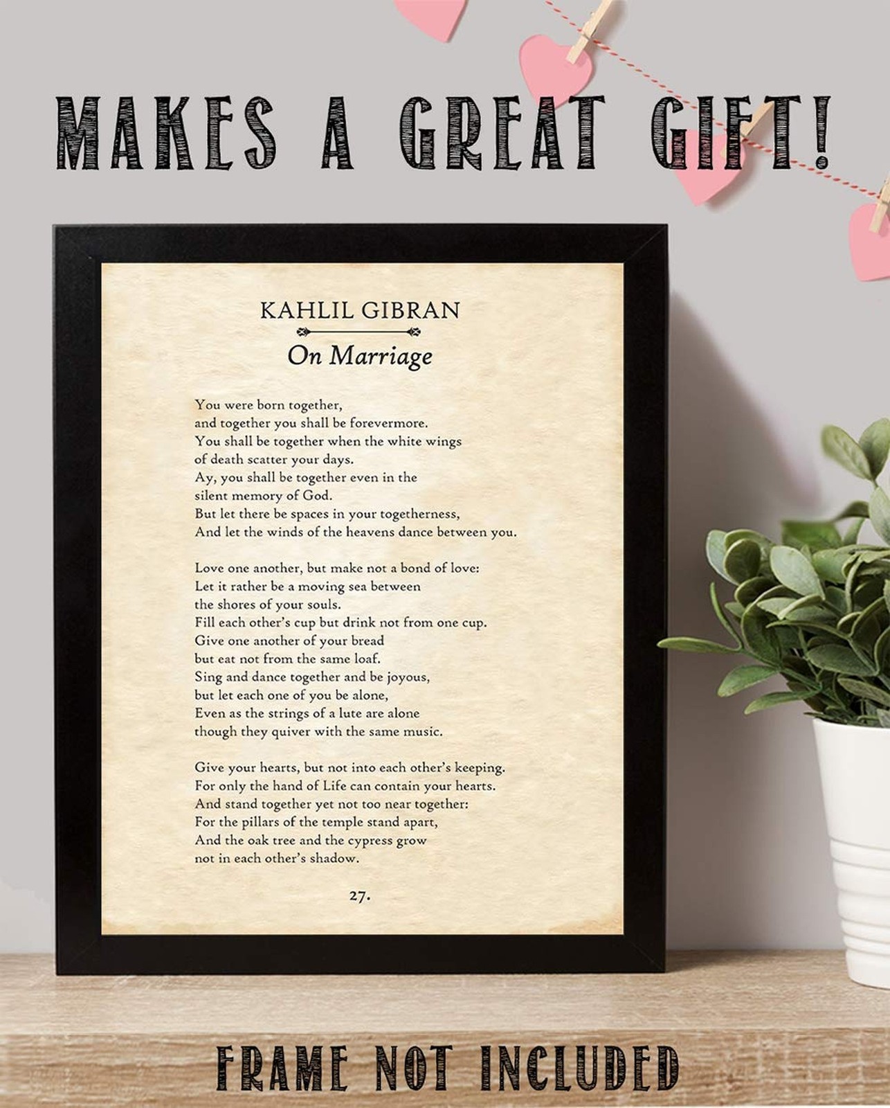 Kahlil Gibran On Marriage Poem 11×14 Unframed Print – Wedding Vows Wall Ar