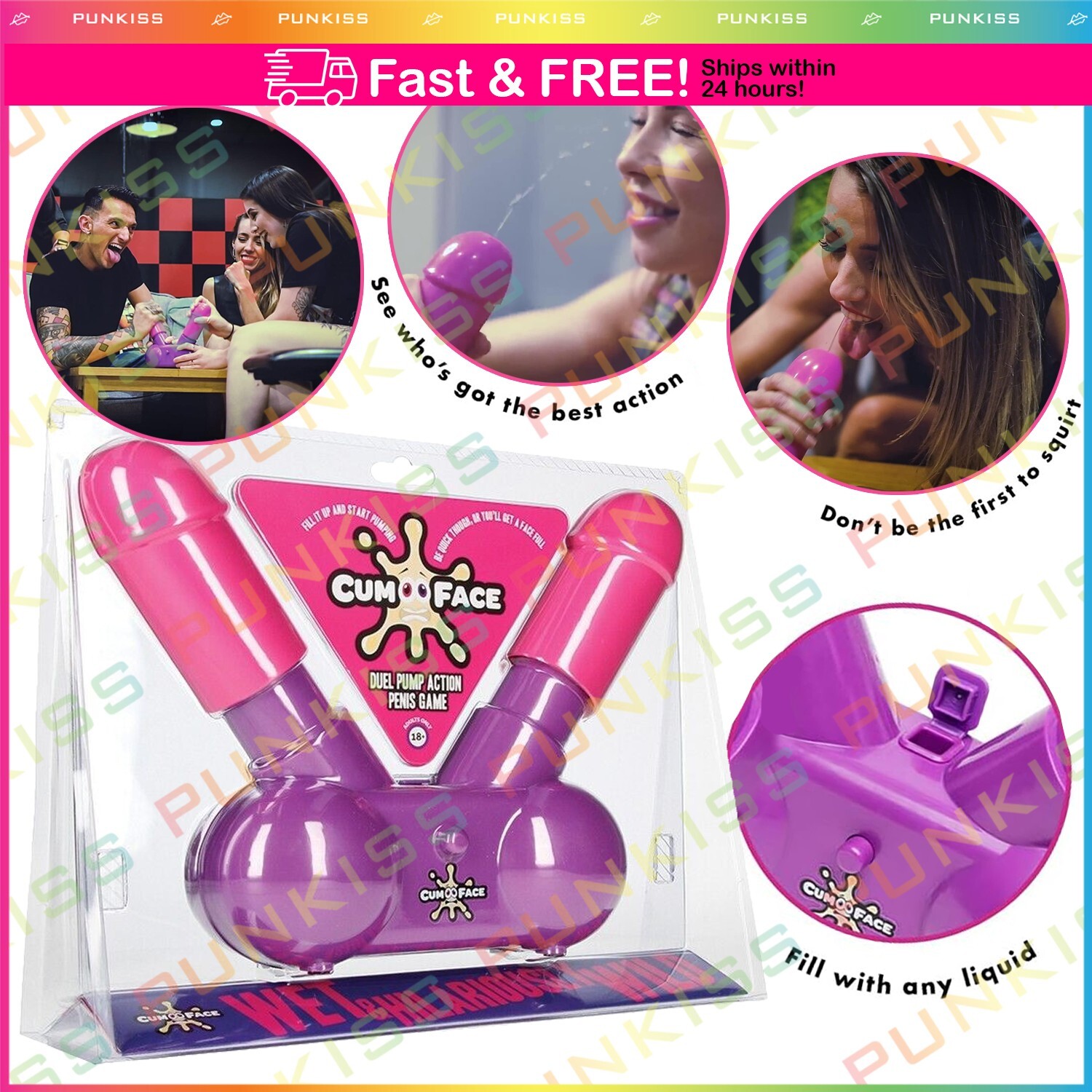 Bachelorette Party Favor Board Game💋Girls Night Cum Face Duel Pump Action Penis