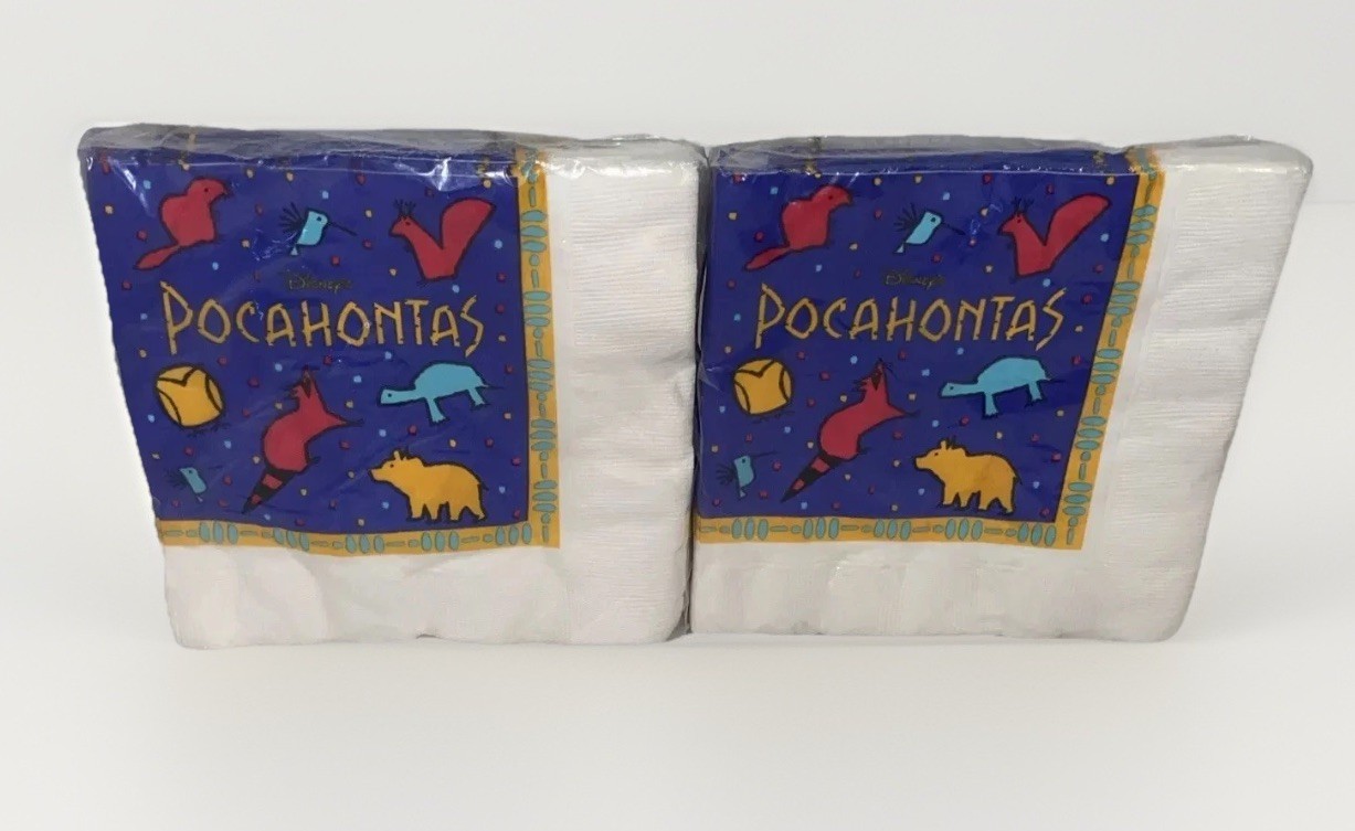 2~VTG*Disney Pocahontas*16 Party Napkins*Sealed Hallmark*13 3/8″ X 13 1/2″