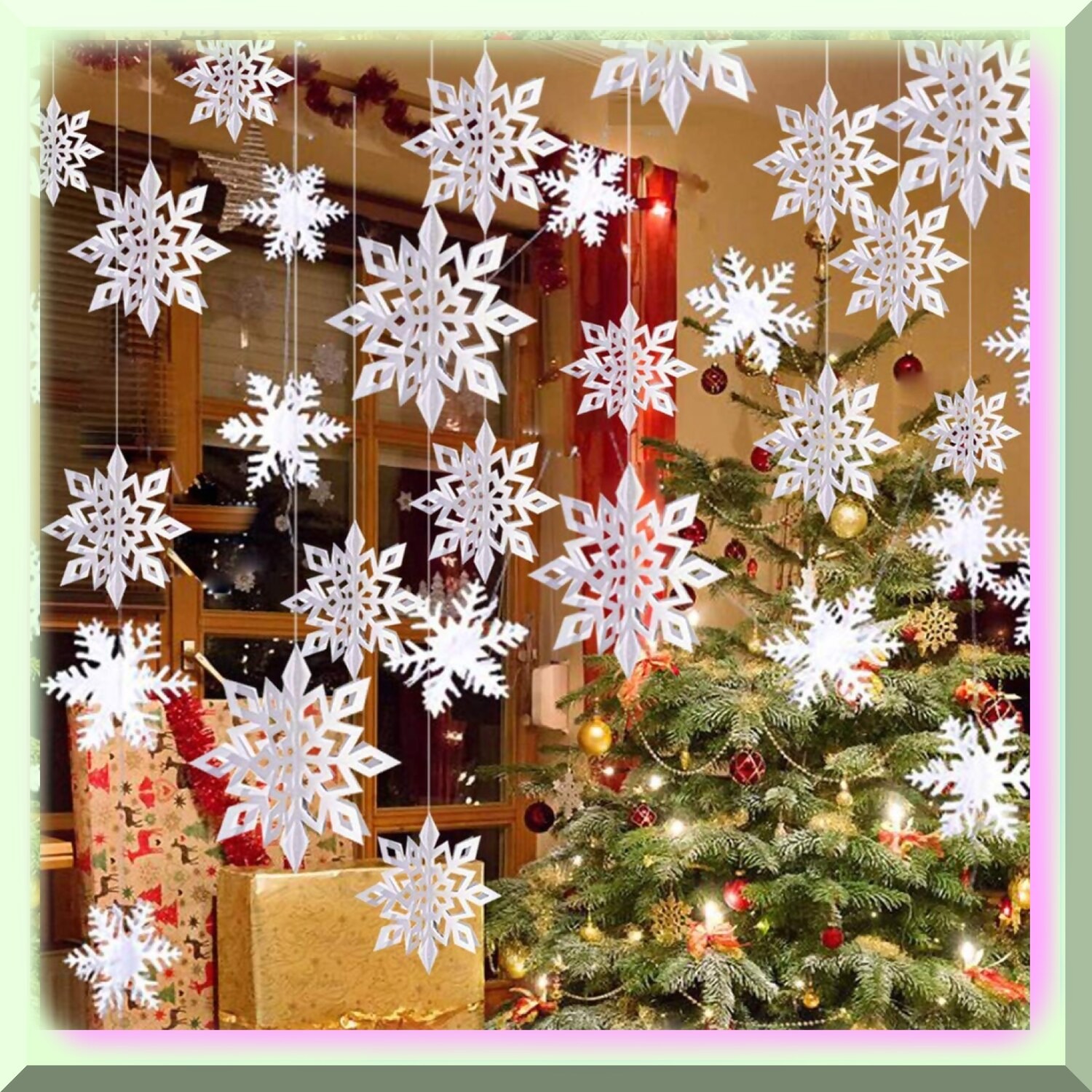 24-Piece Silver and White Snowflake Party Decor Kit