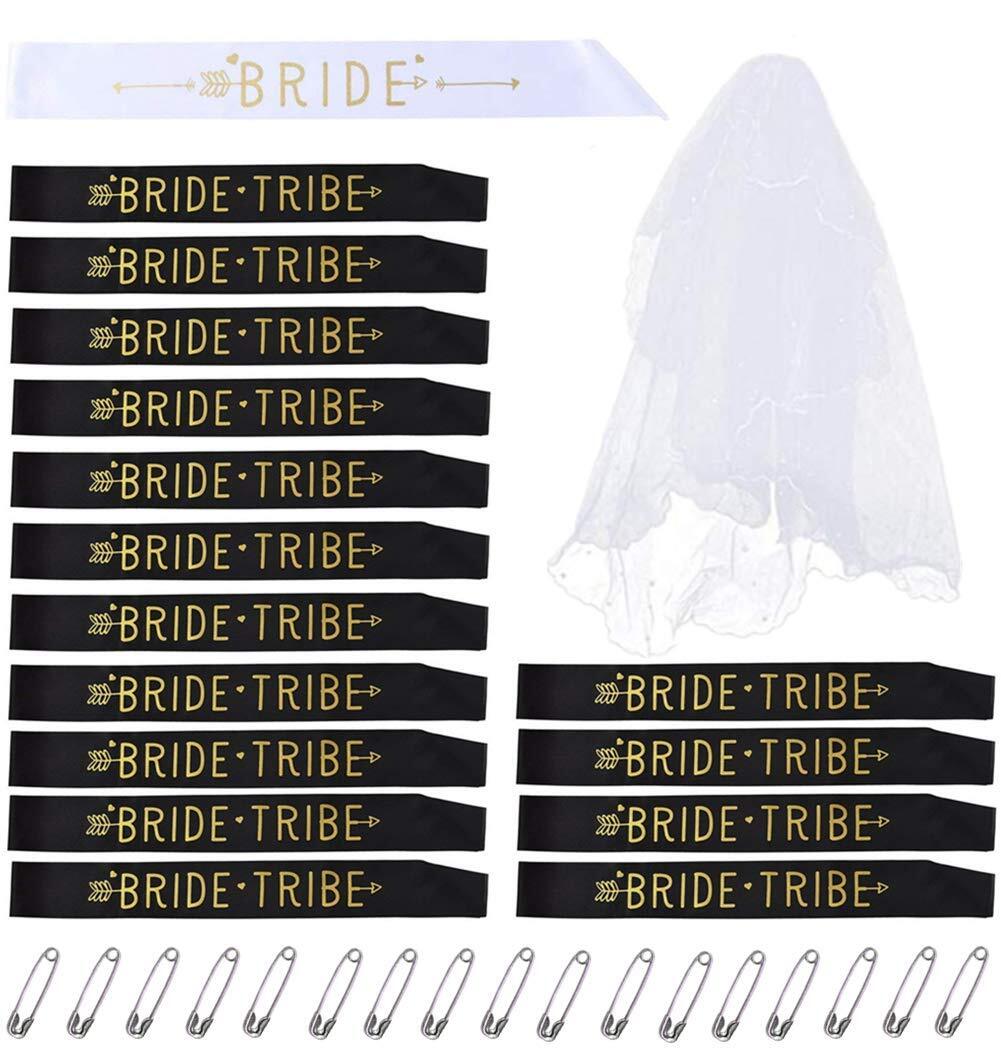 Bride Tribe Bachelorette Party Sash Set: 1 Bride To Be Sash, 15 Bride Tribe(M…