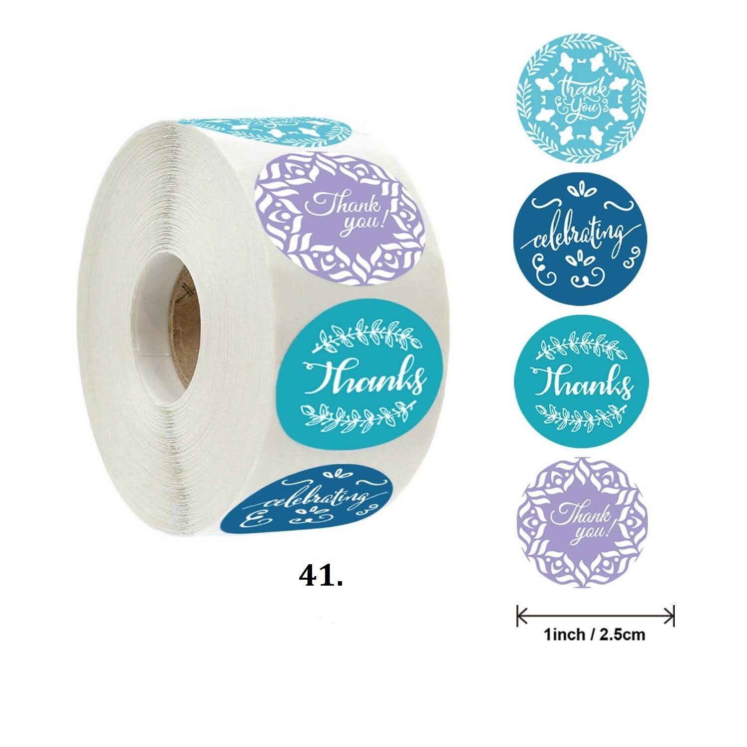 500pcs Thank You Stickers Roll Round Flowers Label Party Gift Art Craft Wedding