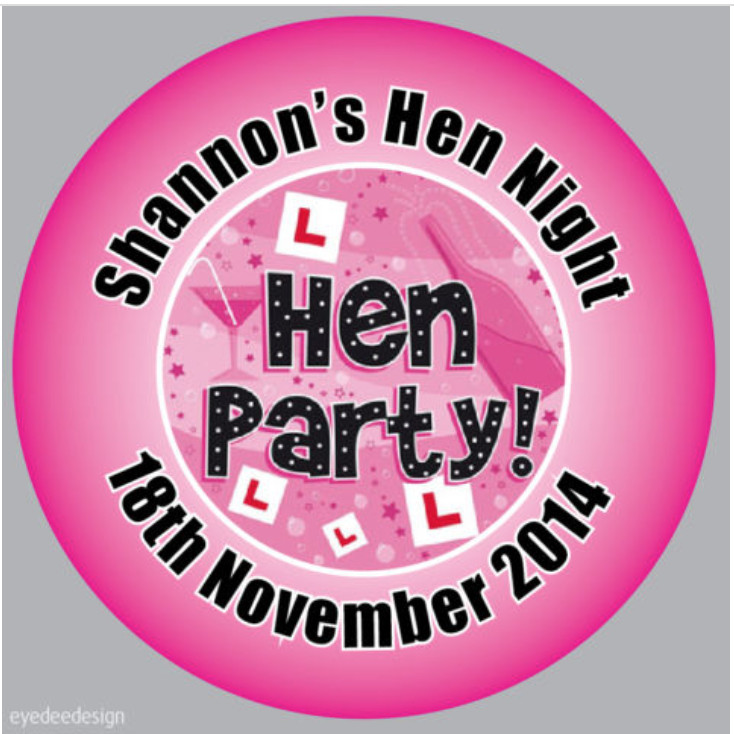 24 x LARGE Personalised Hen Party bag Night Weekend Stickers Bride 63mm 304