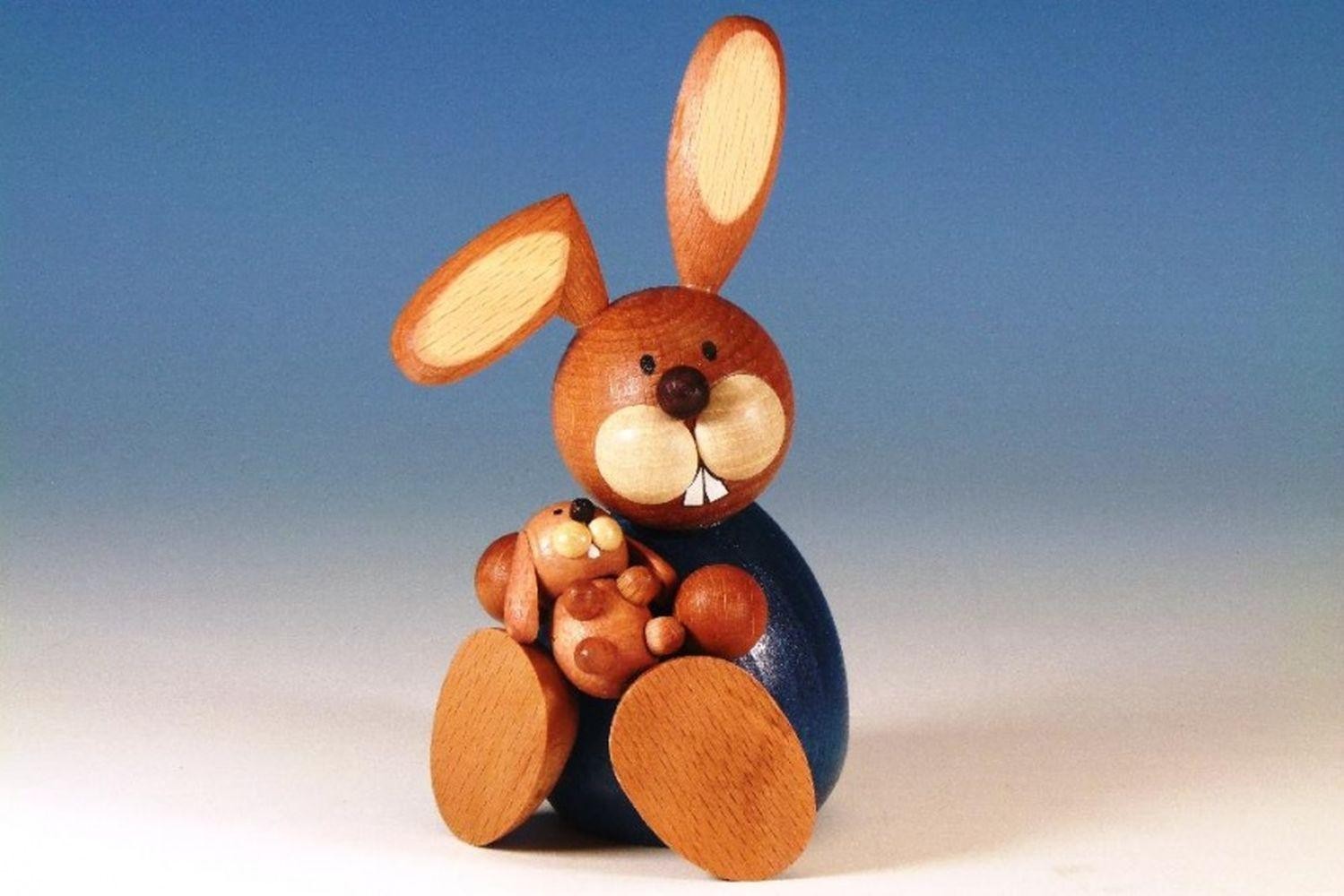 Easter Items Bunny With Child Height = 4 5/16in New Decoration Osterhasenfigur