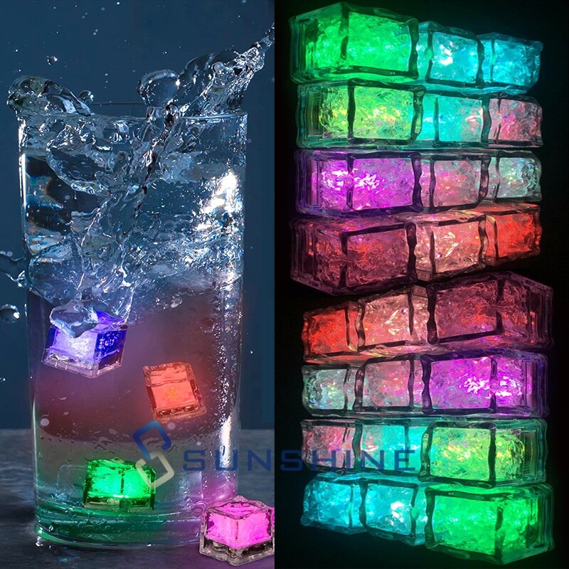 Waterproof Light Up LED Ice Cubes for Party Drinks Glowing Flashing Ice Cube