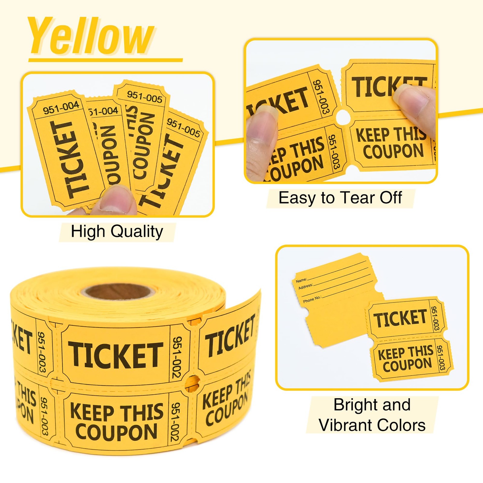 2000 Raffle Tickets Double Roll, Raffle Tickets Roll with Name and Number, fo…