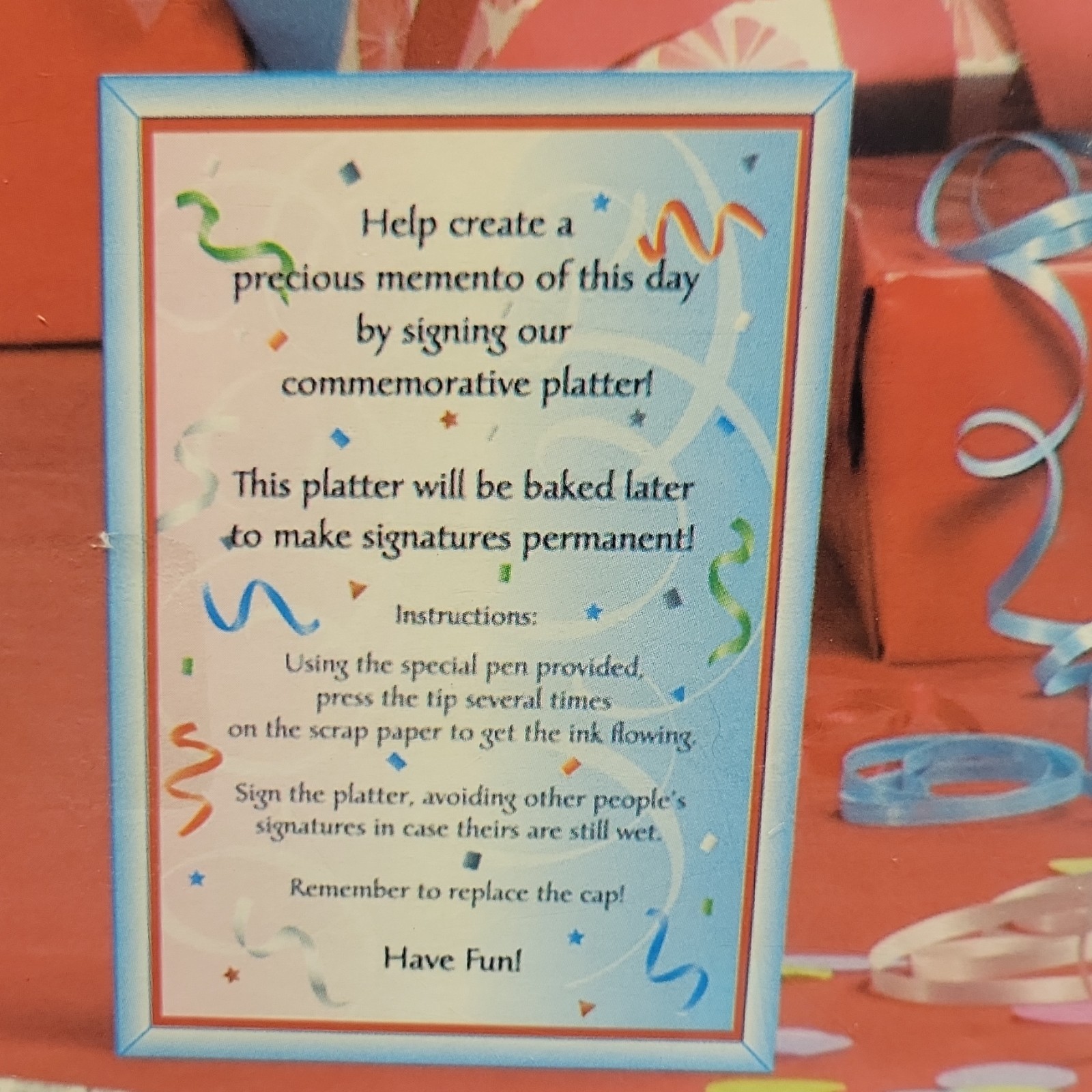 NIB Keepsake Write-On Plate Celebrate Birthday Graduation Retirement Anniversary
