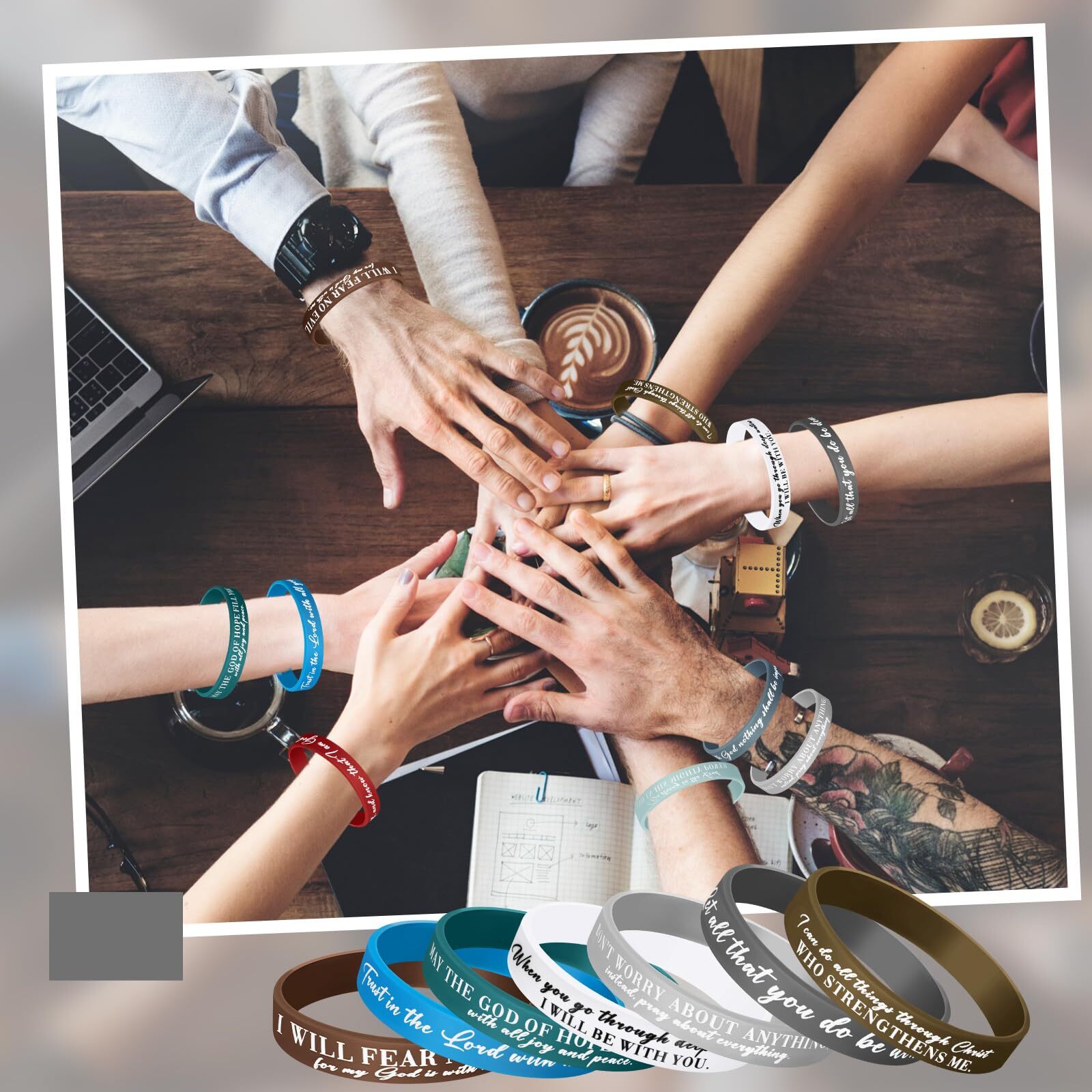 24Pcs Religious Silicone Bracelet Bible Verse Wristbands for Men Women