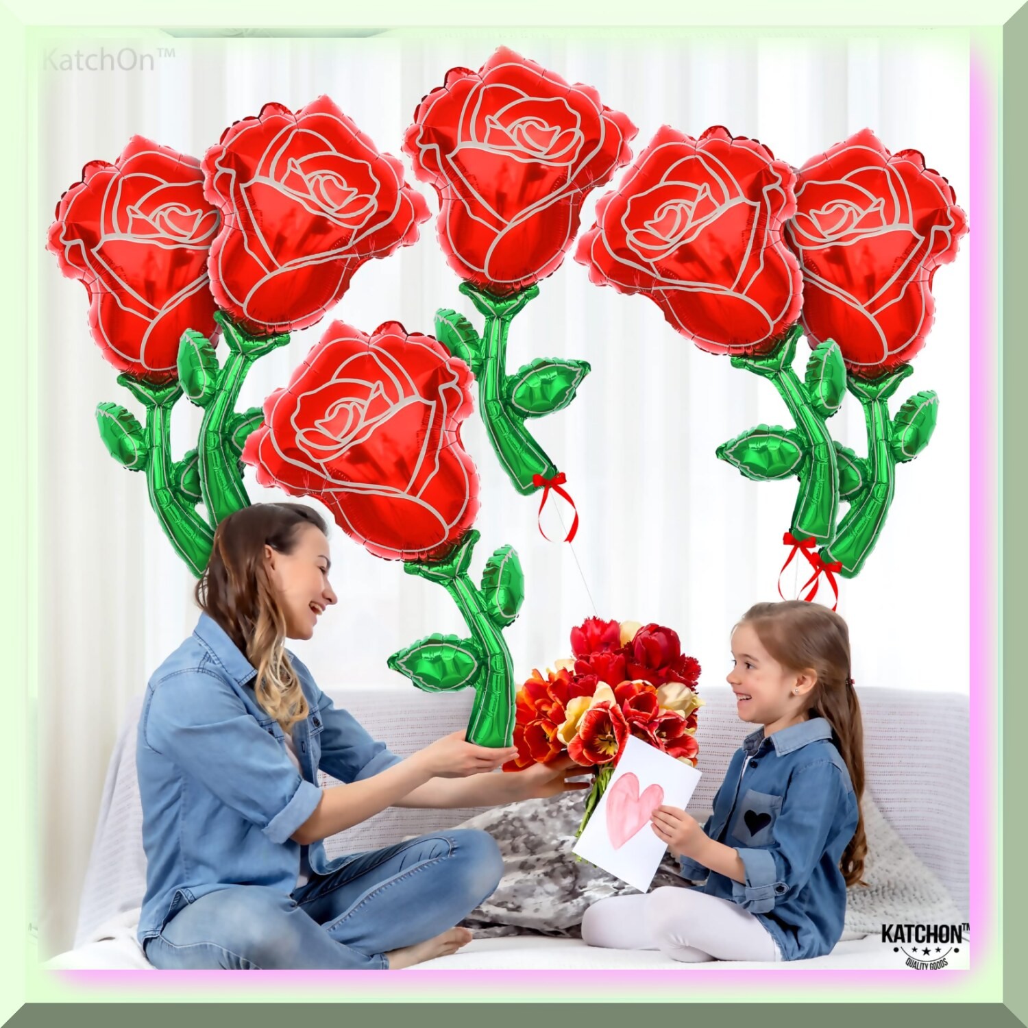 Valentine’s Day Red Rose Balloons 6 Large