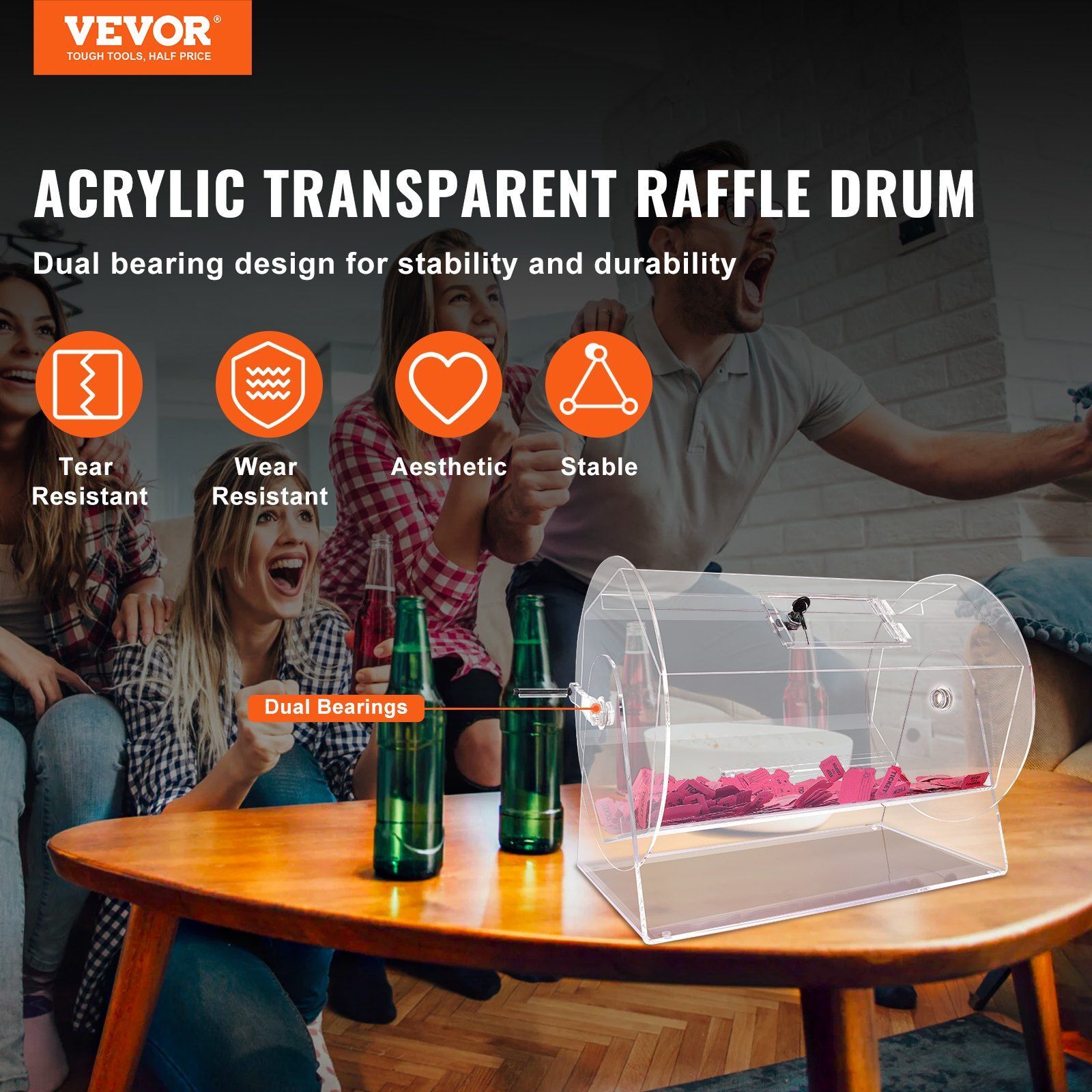Raffle Drum,Professional Raffle Ticket Spinning Cage w/ 2 Keys Raffle Ticket Box