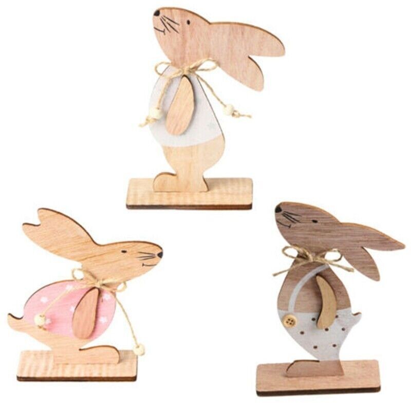 Mini Cute Decor Gift Wooden Bunny Wood Easter Rabbit Home Accessories Ornaments