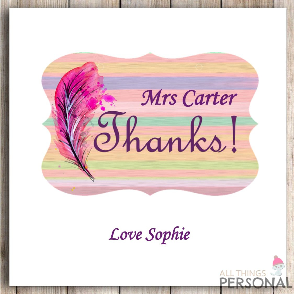 Personalised Christmas Card Thank You Teacher Teachers Teaching Assistant D2