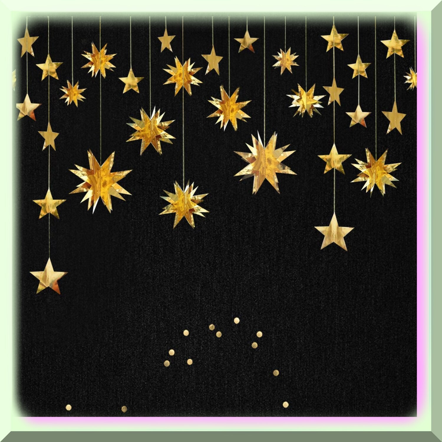 Starry Festive Decor with Gold Stars and Streamers