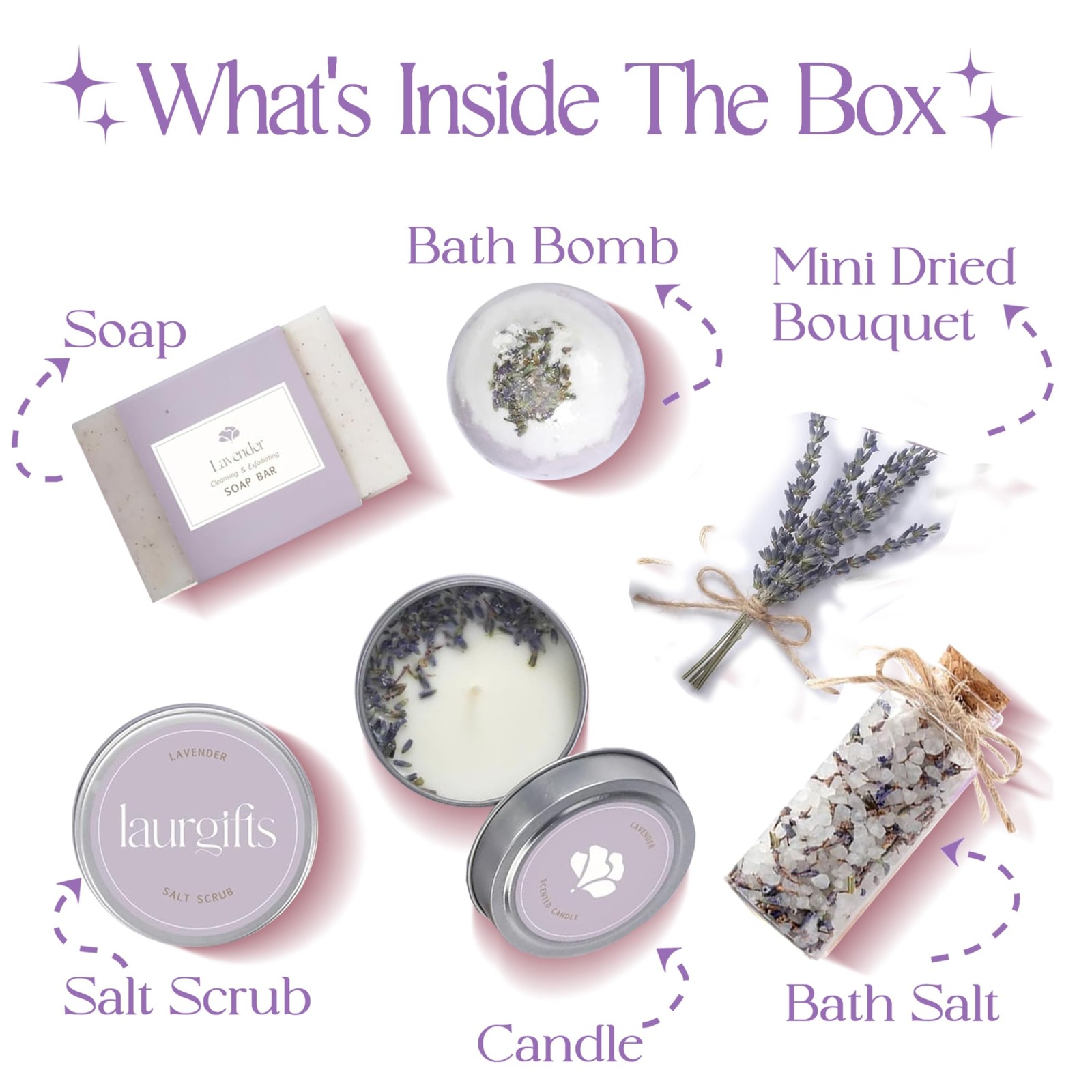 Small Lavender Spa Gift Box for Women – Relaxing Self Care Set with… Fas