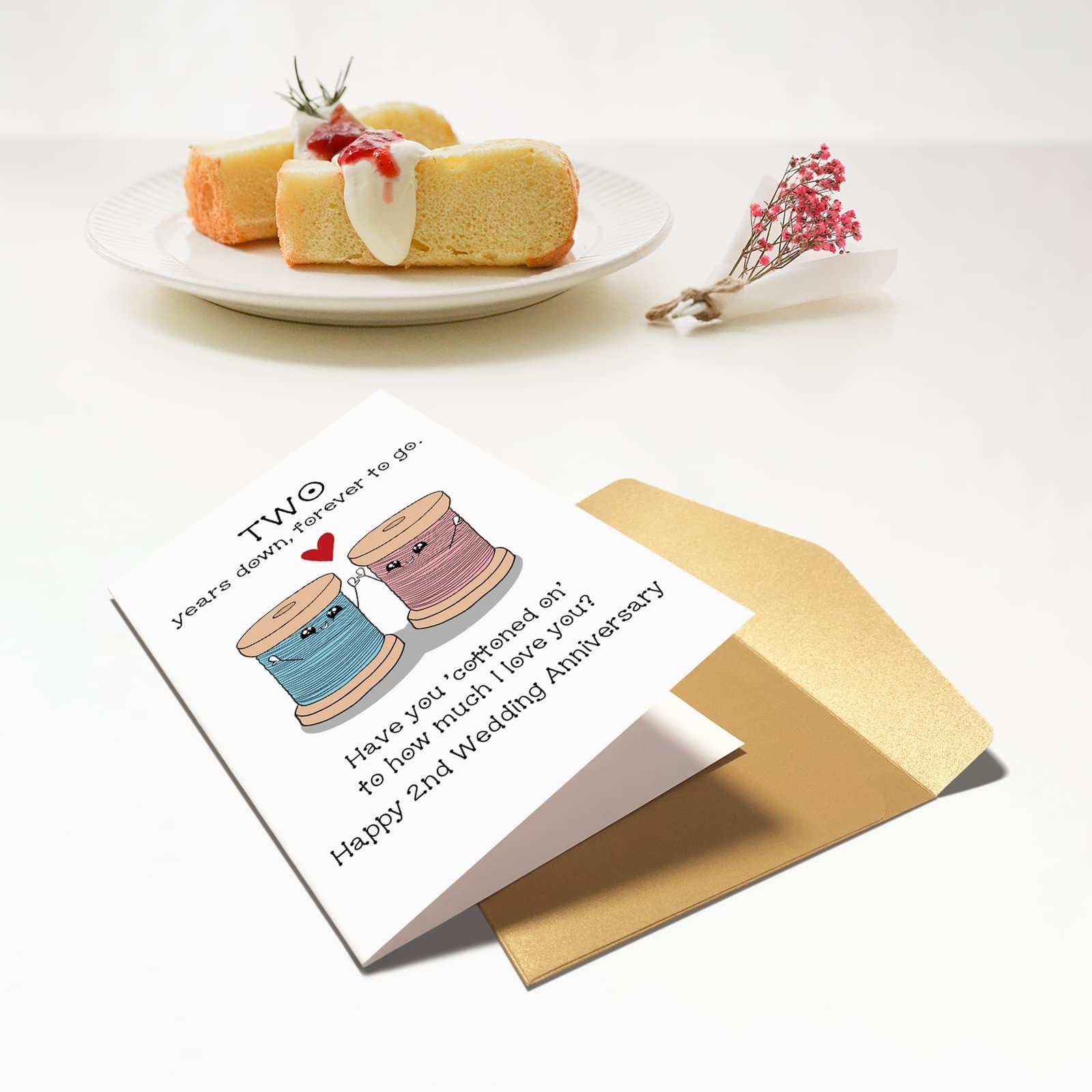 Chenive 2nd Anniversary Card for Husband 8.0 x 5.3 inches,