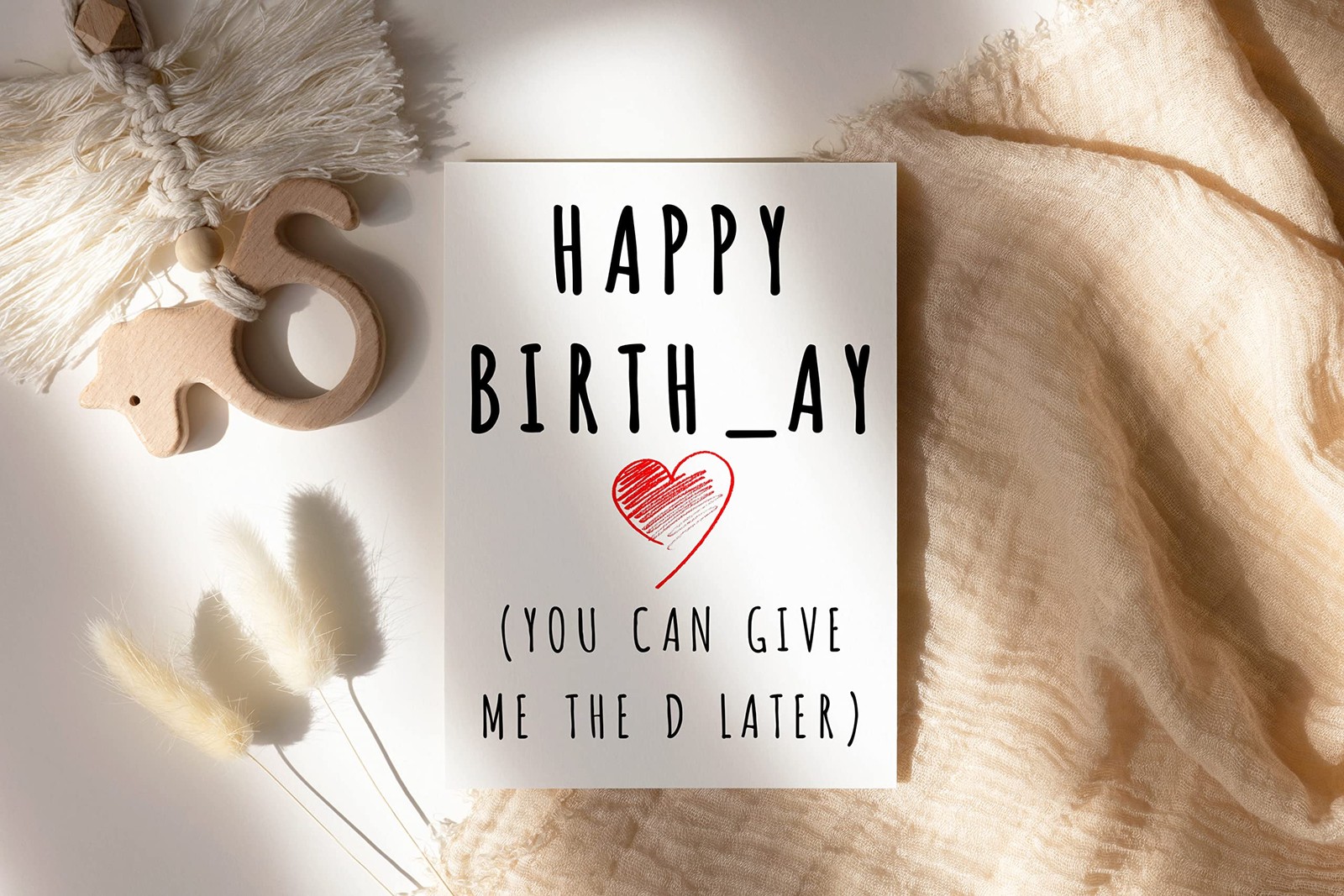 LissiArt97 Happy Birth-Ay! (I’ll Give You The D Later) 5 x 7 inches, white