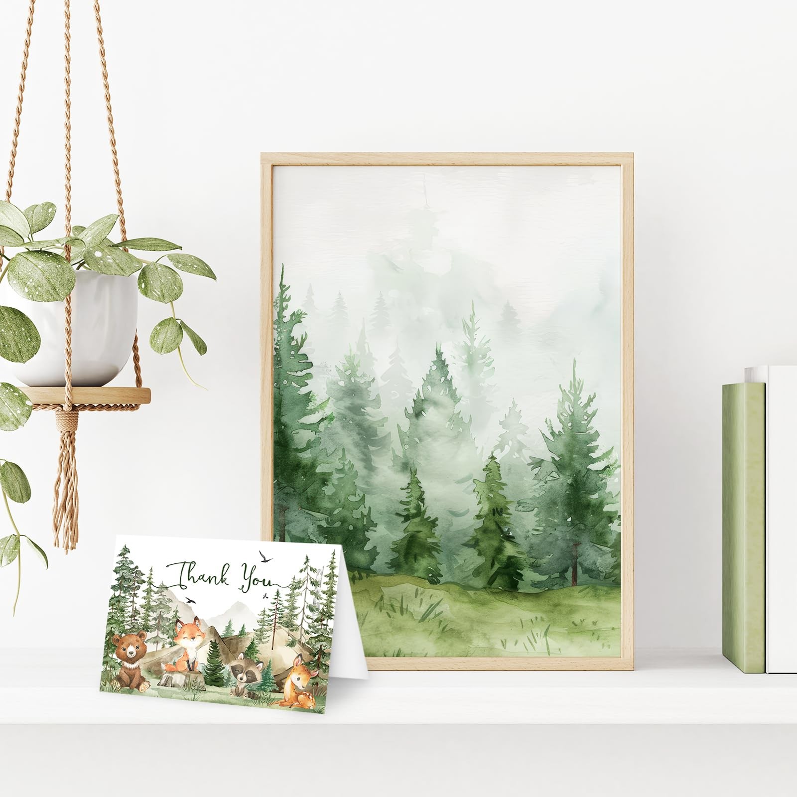 FYSUIMU 50 Pack Woodland Thank You Cards Watercolor 4 x 6 inch, multicolor