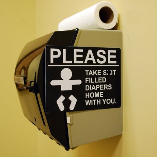Funny Joke Prank Potty Crap Bathroom Sign – S#IT FILLED DIAPERS – for parents!