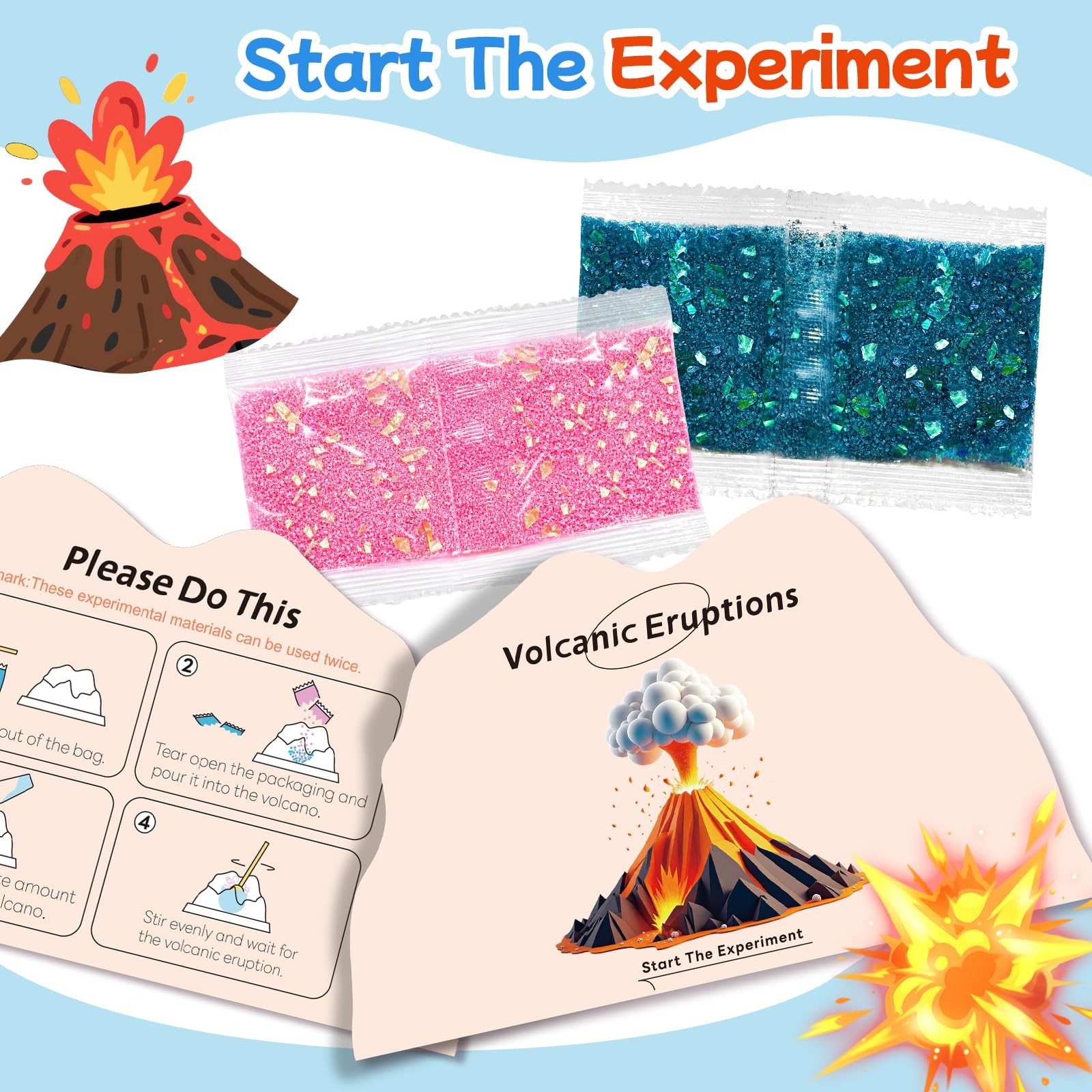 rifamee 24Pcs Volcano Eruption Science Kit Party Favor One Size, 2