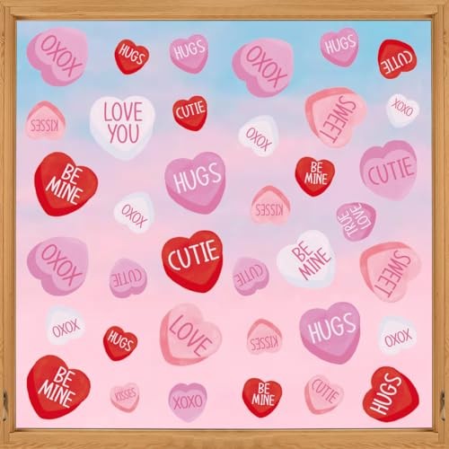 108 PCS Valentine’s Day Window Cling Sticker, Pink Colored Pink Tiny Heart