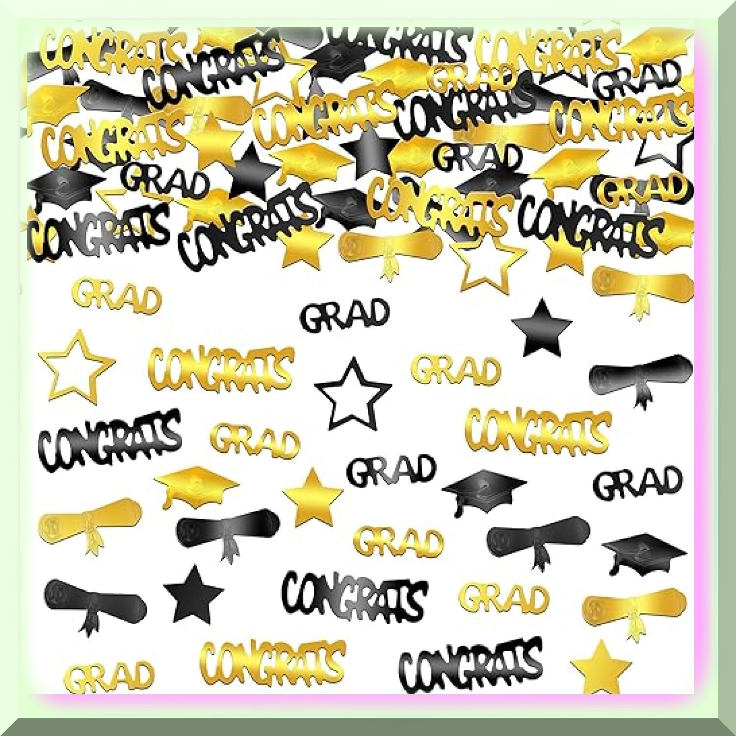 Black and gold graduation confetti pack