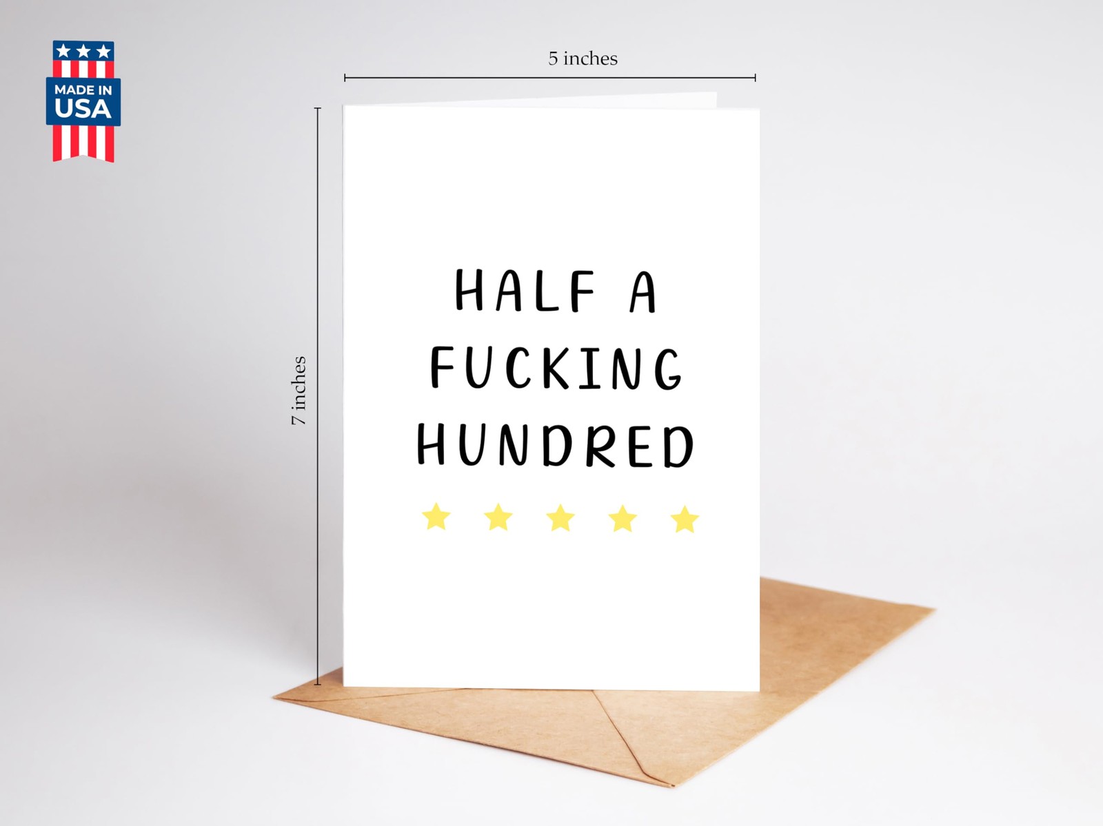 Half a Hundred Birthday Card – Funny 50th 5×7 inches, a