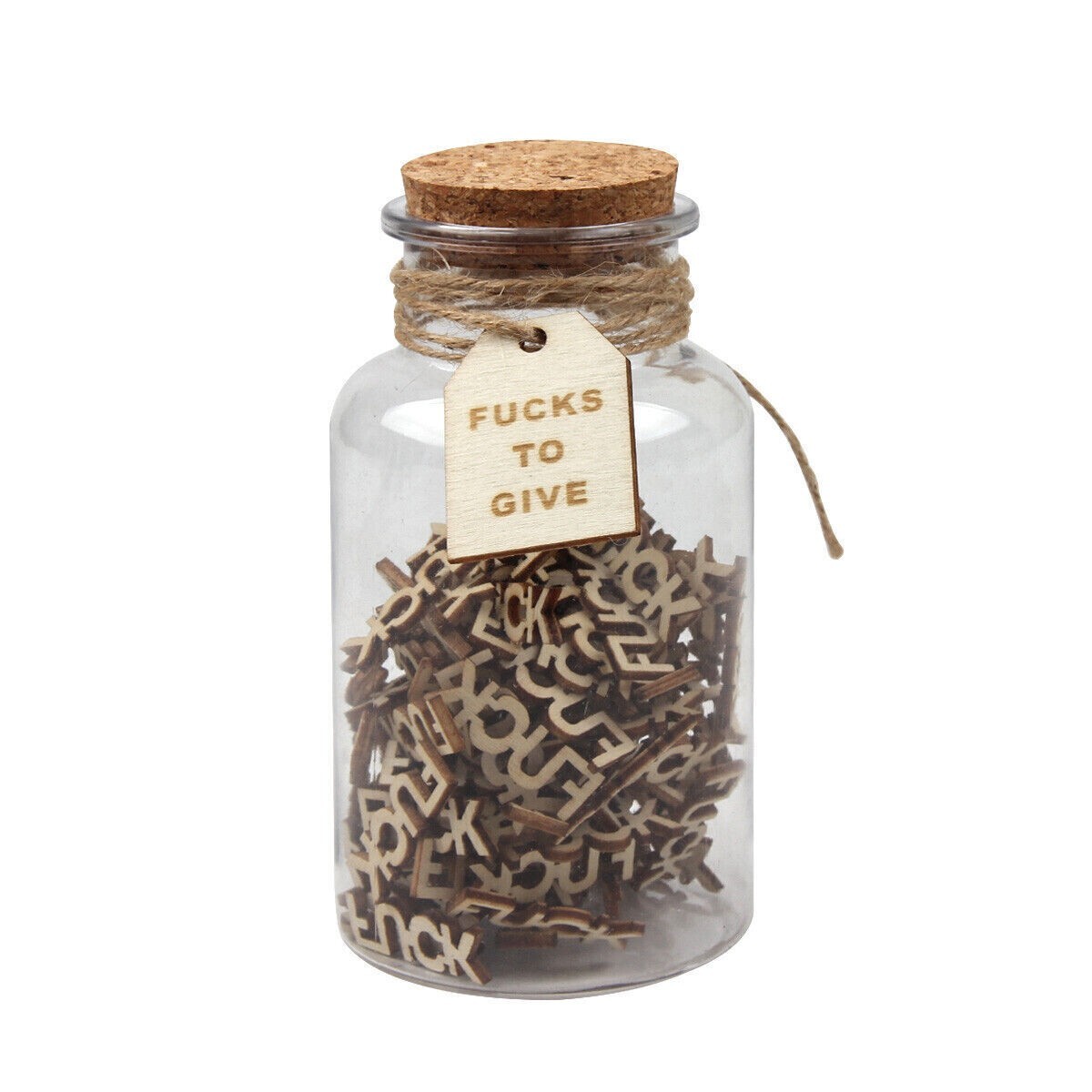 Jar of F*cks Wooden Cutout Letter Piece Give Funny Gag Bottle Novelty Gifts NEW