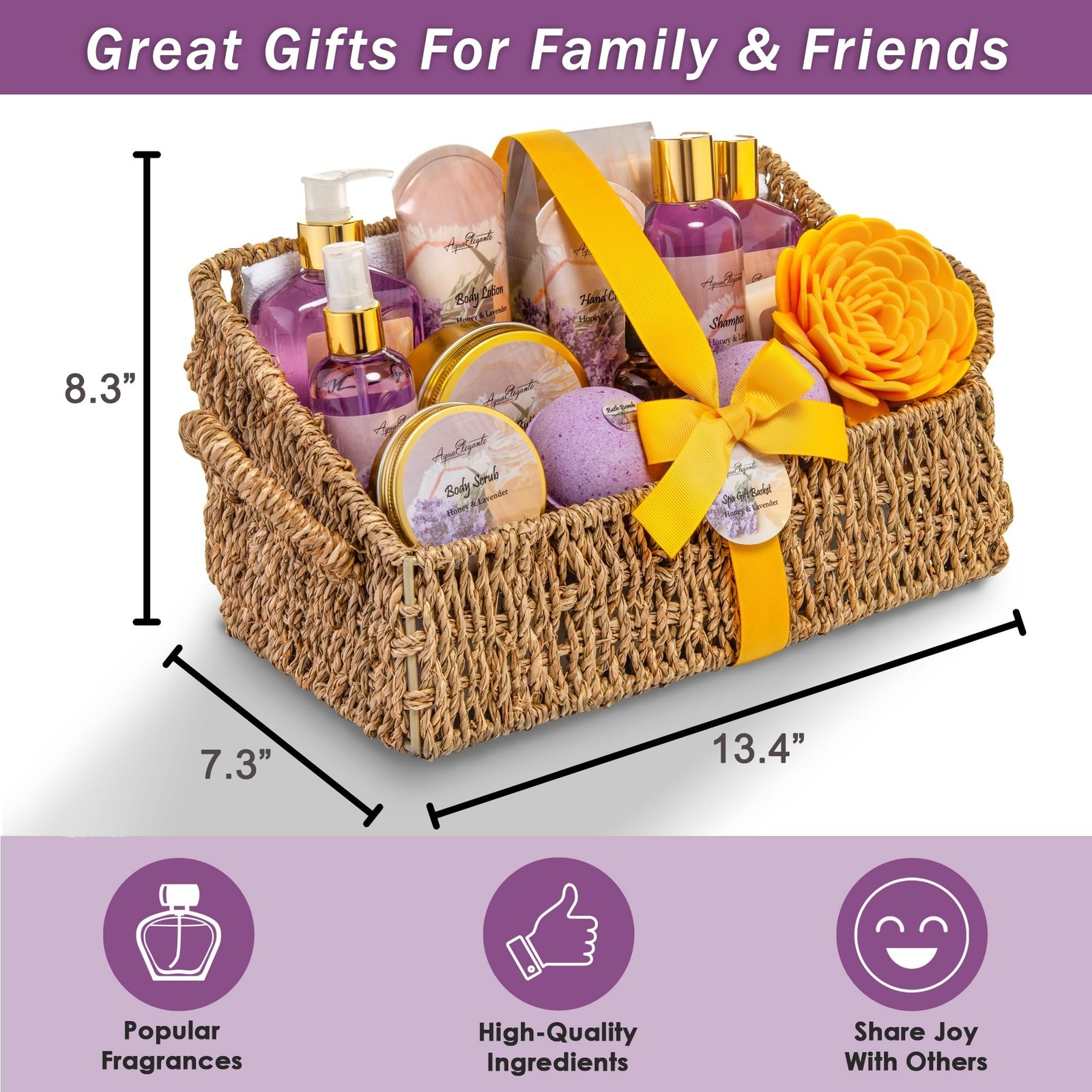 Bath Spa Gift Sets – Luxury Basket With Honey & Lavender – Spa Kit … Fast Ship