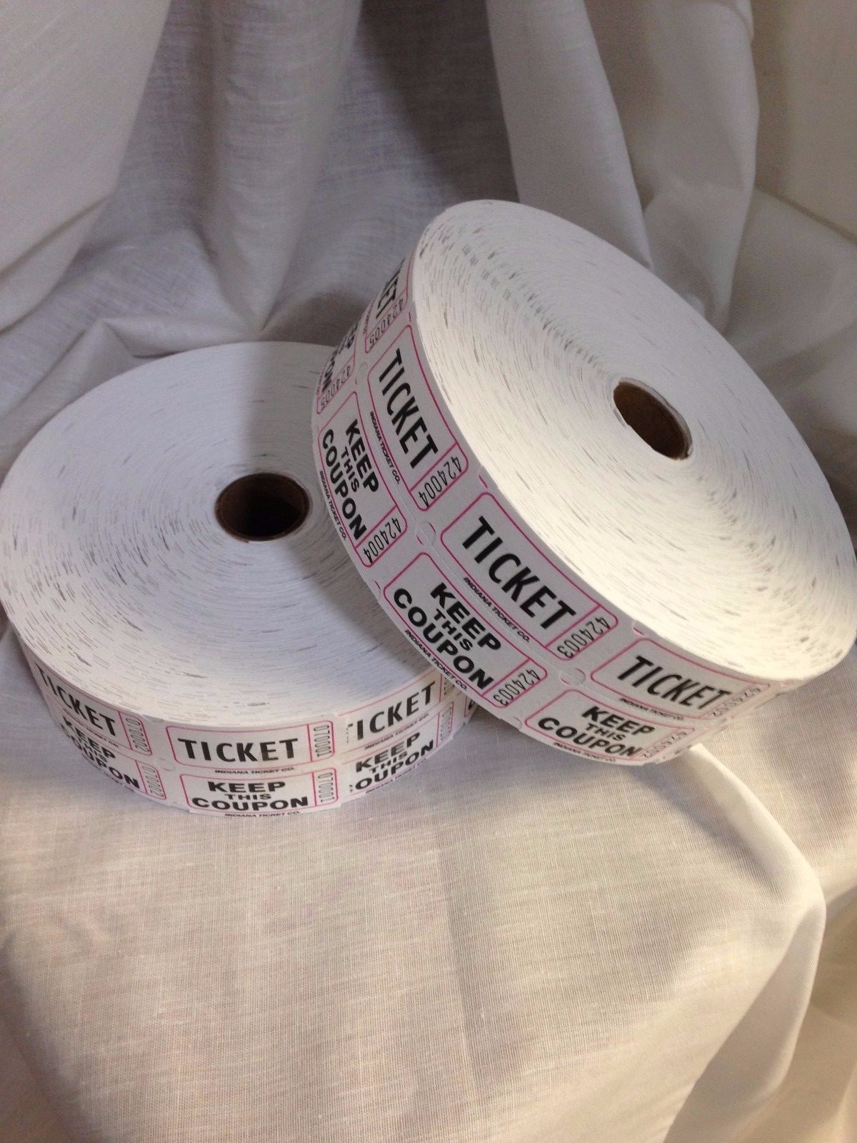 Double Stub Raffle Tickets 20 Rolls Full Case 2000 Each Roll 50/50 Split the Pot