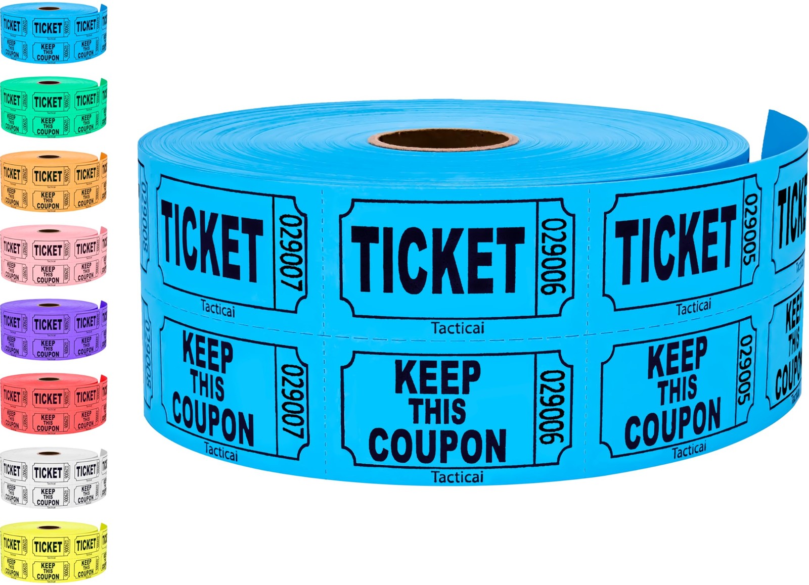 1000 Raffle Tickets, Blue (1 of 8 Colors), Double Roll, Ticket for Events, En…