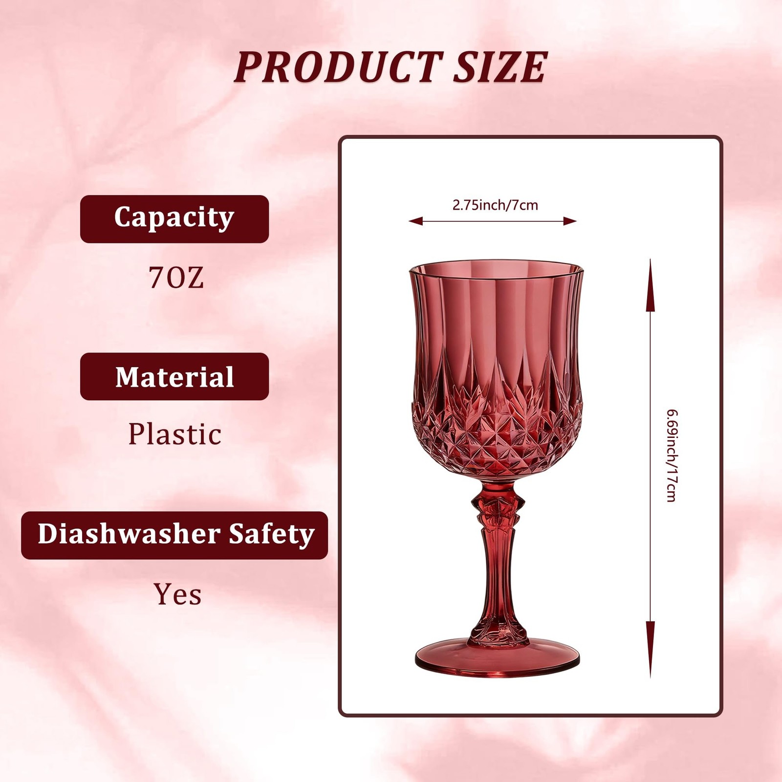 7OZ Plastic Wine Glasses, Reusable Vintage Goblets Unbreakable Drinking Glass…